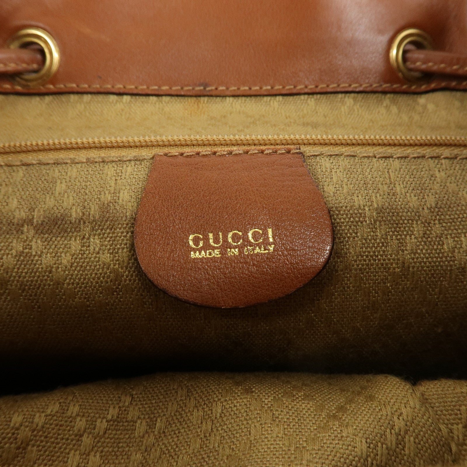 GUCCI Bamboo Suede Leather Back Pack Rack Sack Brown 003.1998 Used