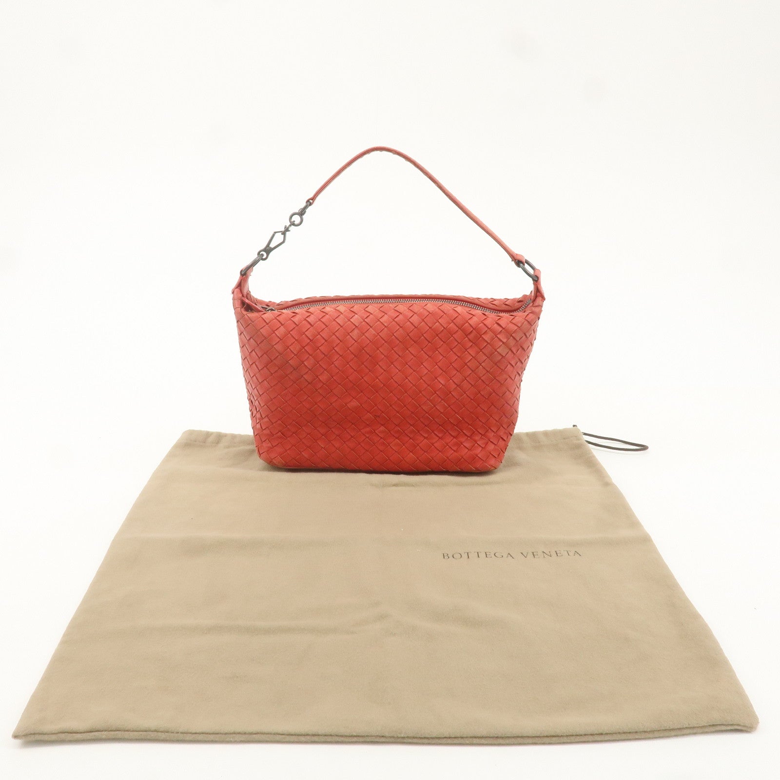 BOTTEGA VENETA Intrecciato Leather Shoulder Bag Red 239988