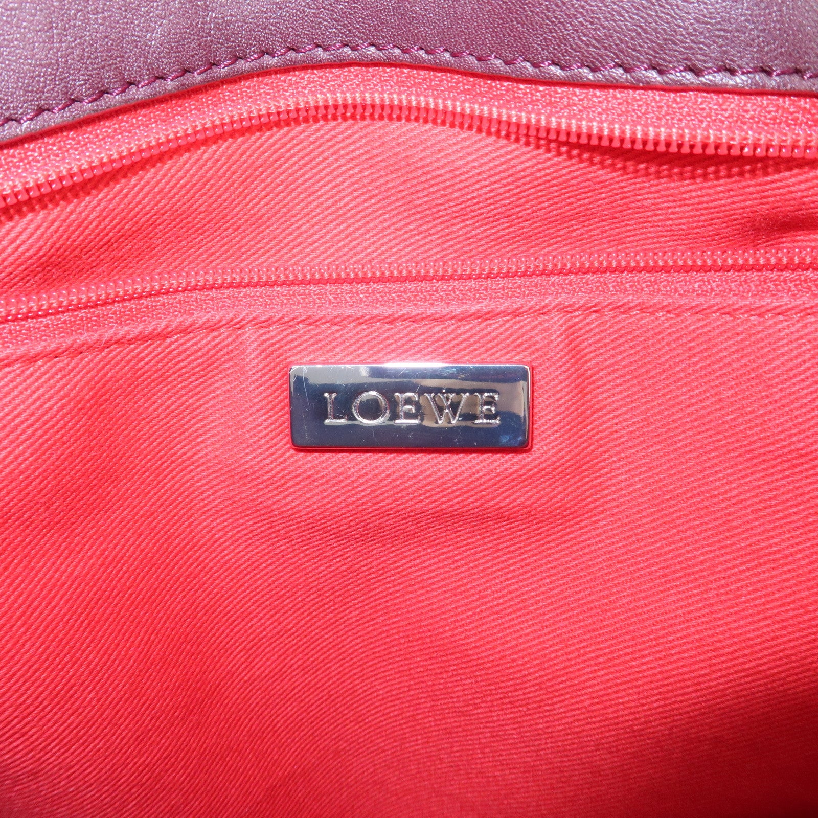 LOEWE Anagram Suede Leather Hand Bag Bordeaux Used