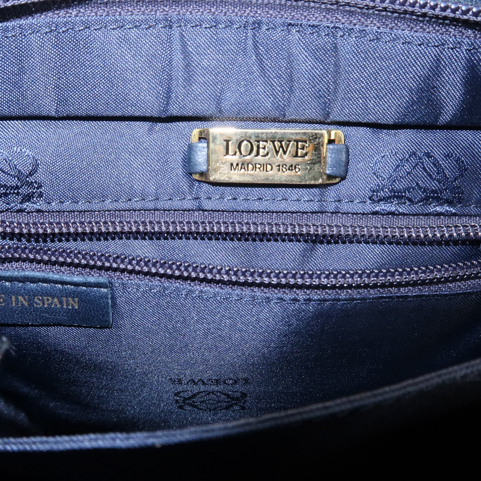 LOEWE Anagram Leather Shoulder Bag Navy