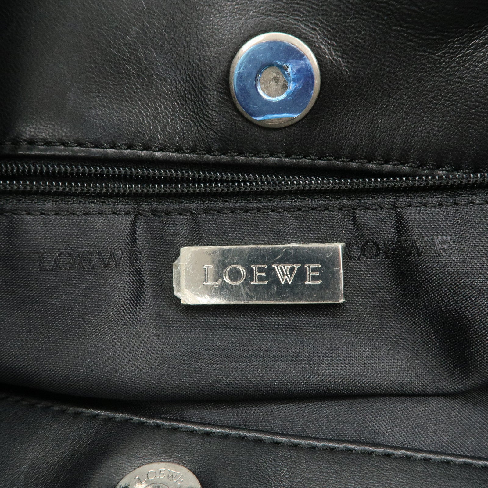 LOEWE Anagram Leather Tote Bag Black Used