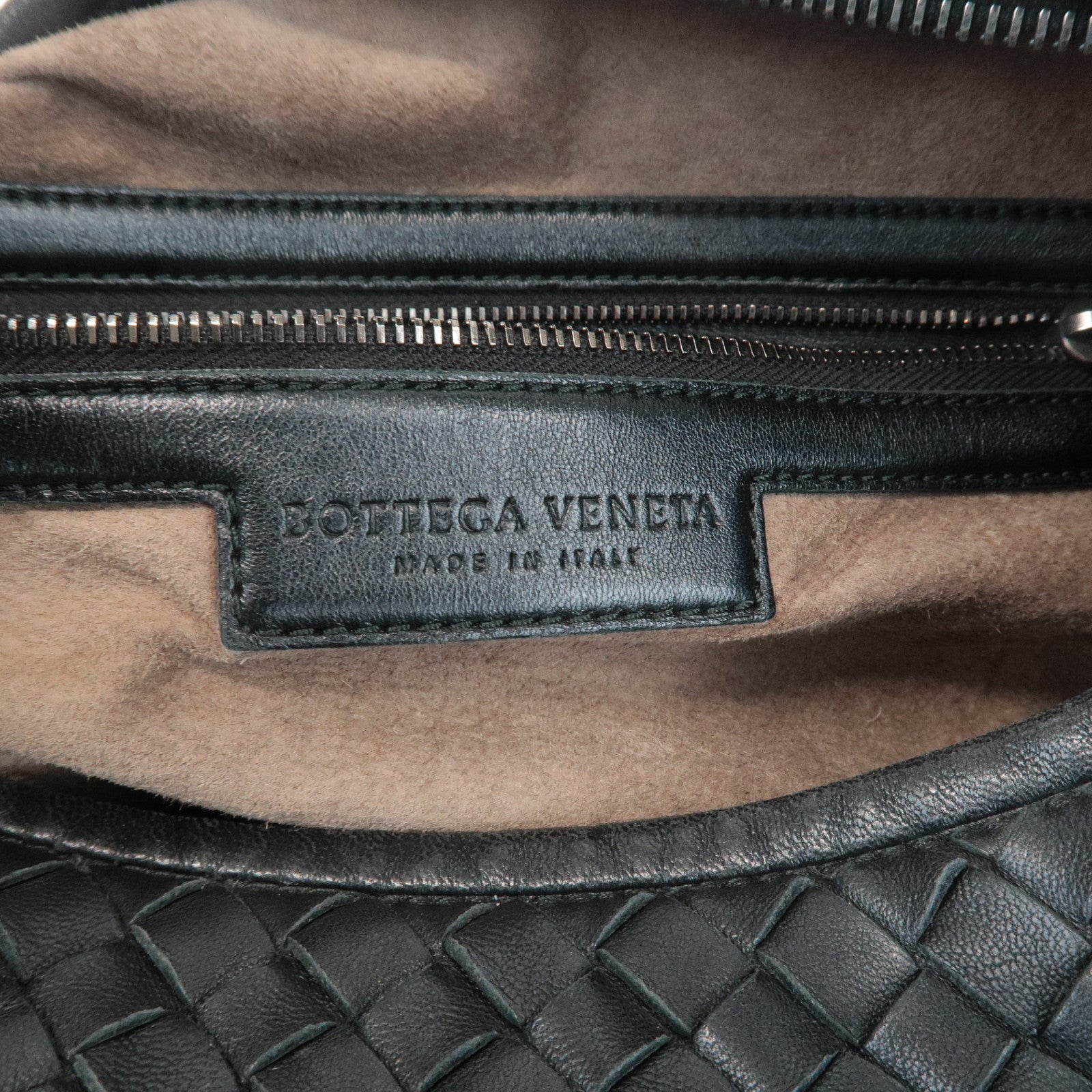 BOTTEGA VENETA Intrecciato Leather Shoulder Bag Black 232499