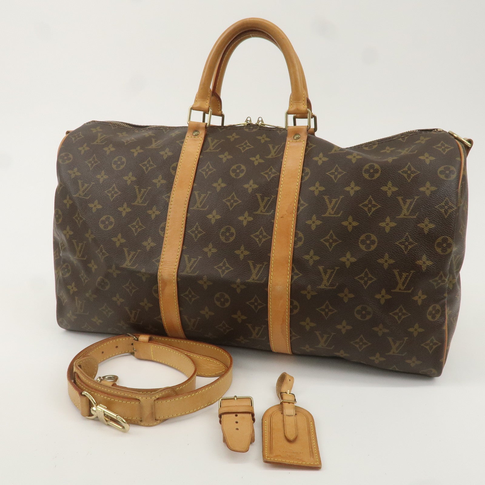 Louis Vuitton Monogram Keep All Bandouliere 50 Boston Bag M41416