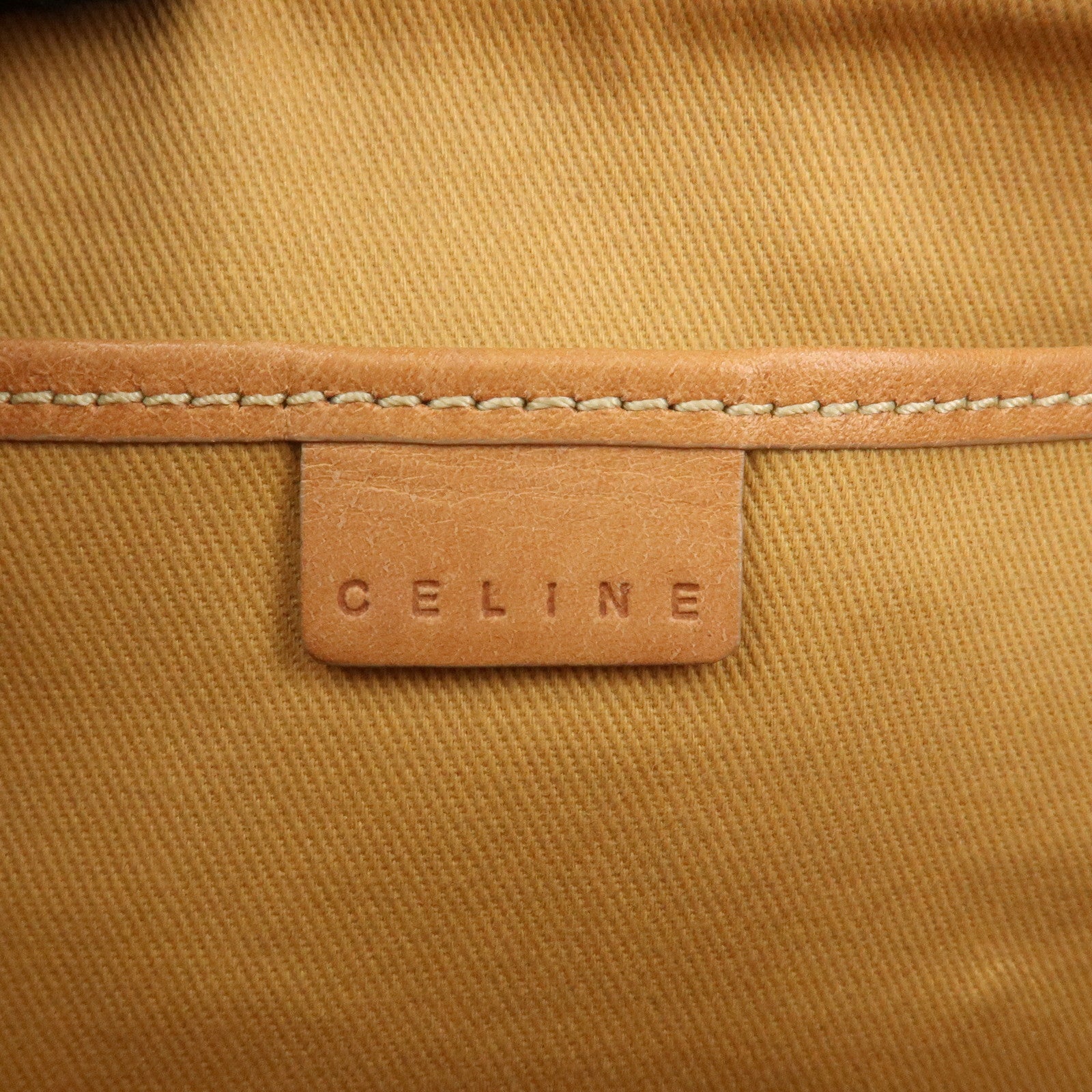 CELINE Macadam PVC Leather Shoulder Bag Beige Brown Used