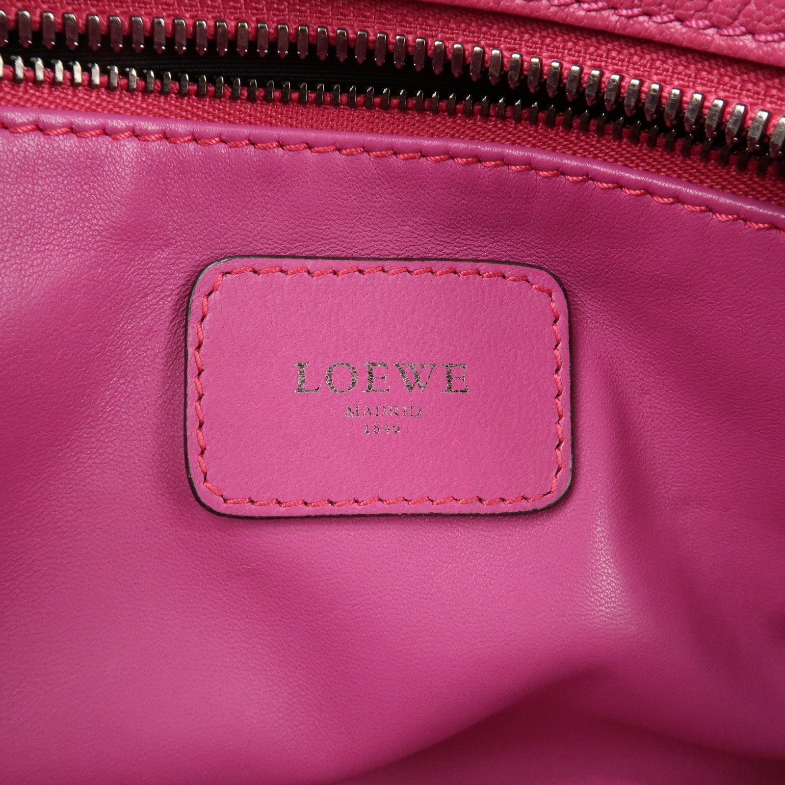 LOEWE Anagram Leather Amazona 28 Hand Bag Pink Bordeaux Used