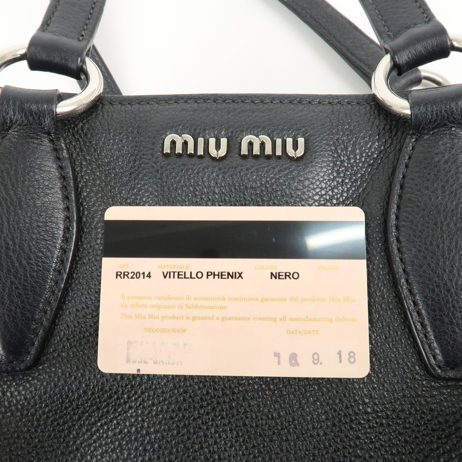 MIU MIU Leather 2Way Bag Shoulder Bag Hand Bag Black RR2014