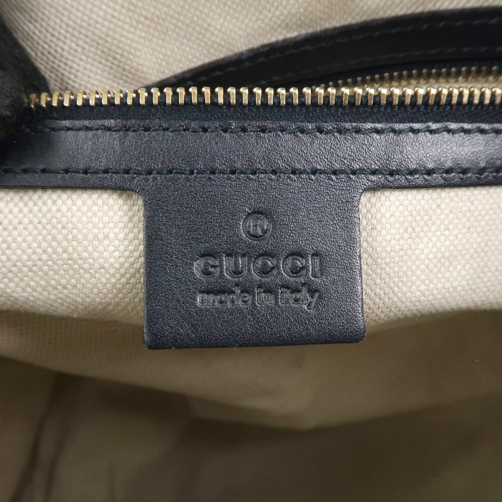 GUCCI Sherry GG Canvas Leather 2Way Boston Bag Navy 247205 Used