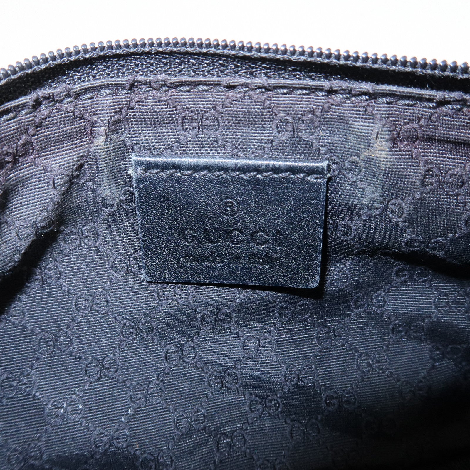 GUCCI Sherry Canvas Leather Accessory Pouch Hand Bag Black 92820