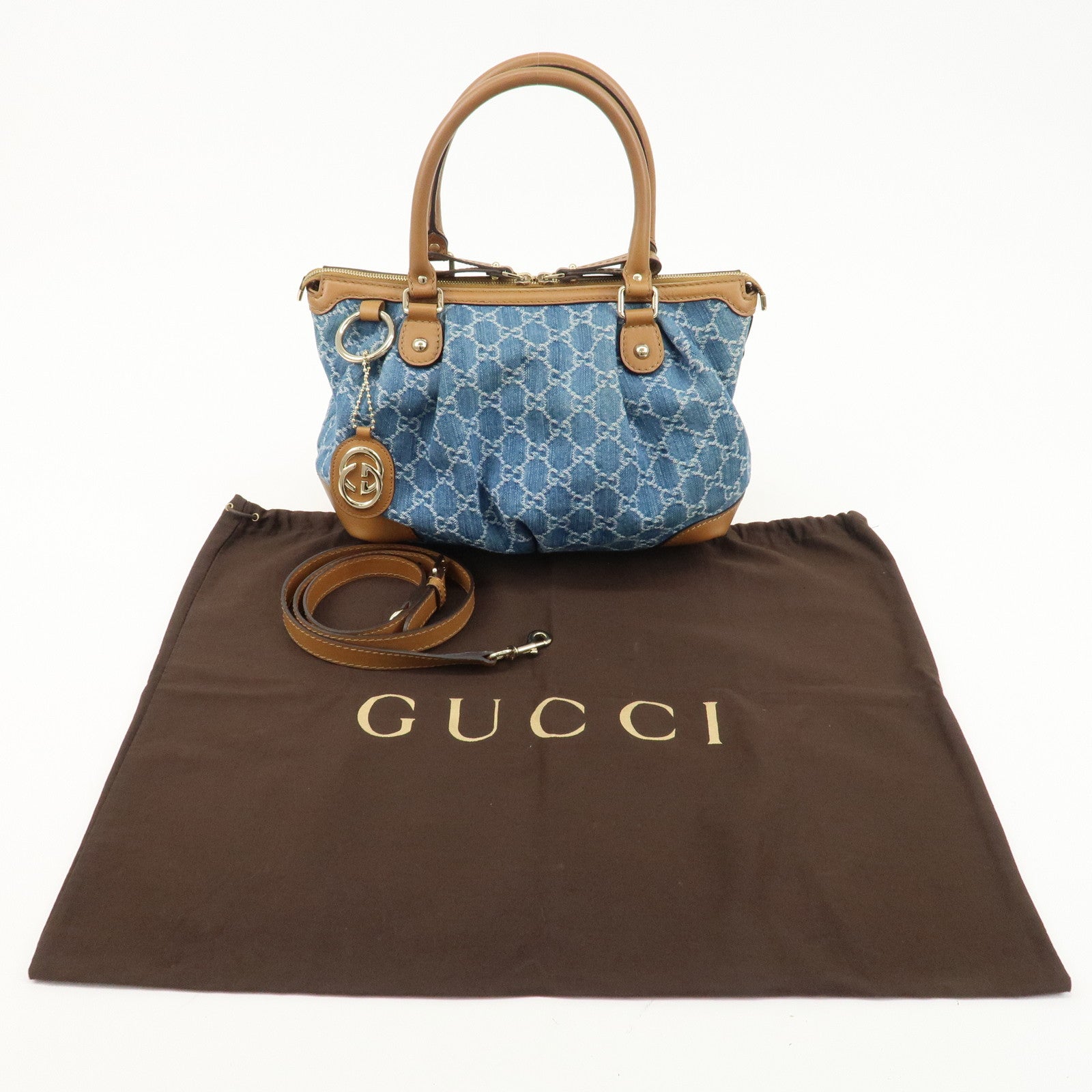 GUCCI Sukey GG Denim Leather 2Way Bag Hand Bag 247902