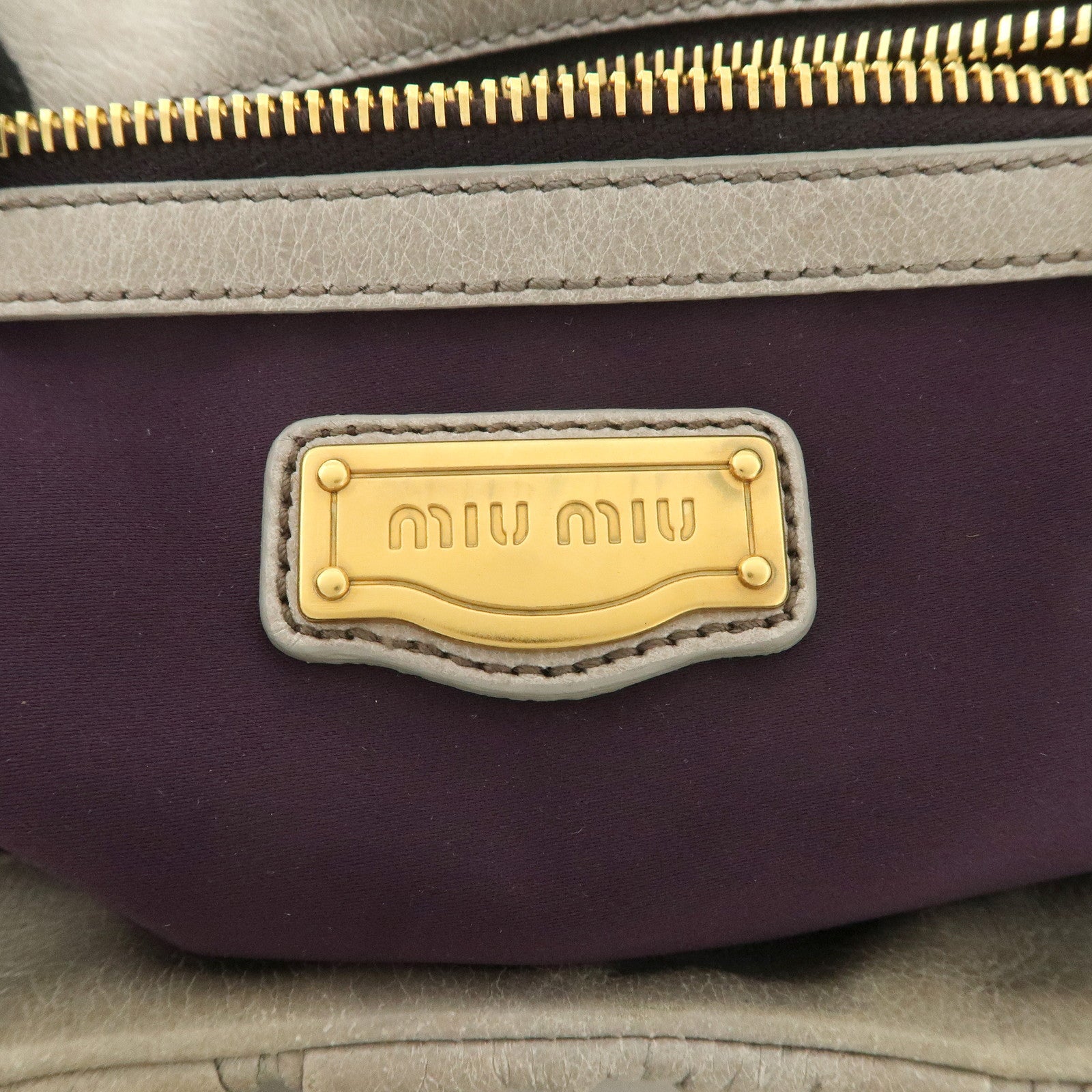 MIU MIU Matelasse Leather 2Way Bag Shoulder Bag Hand Bag Gray Used