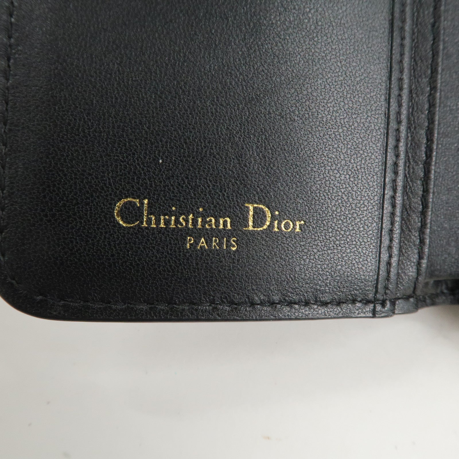 Christian Dior Cannage Leather Bi-fold Wallet Black Gold HDW