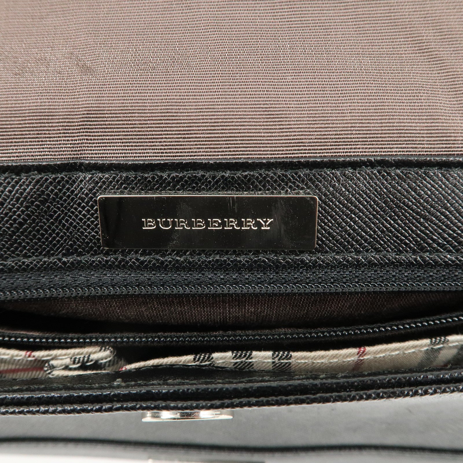 BURBERRY Leather Shoulder Bag Hand Bag Black