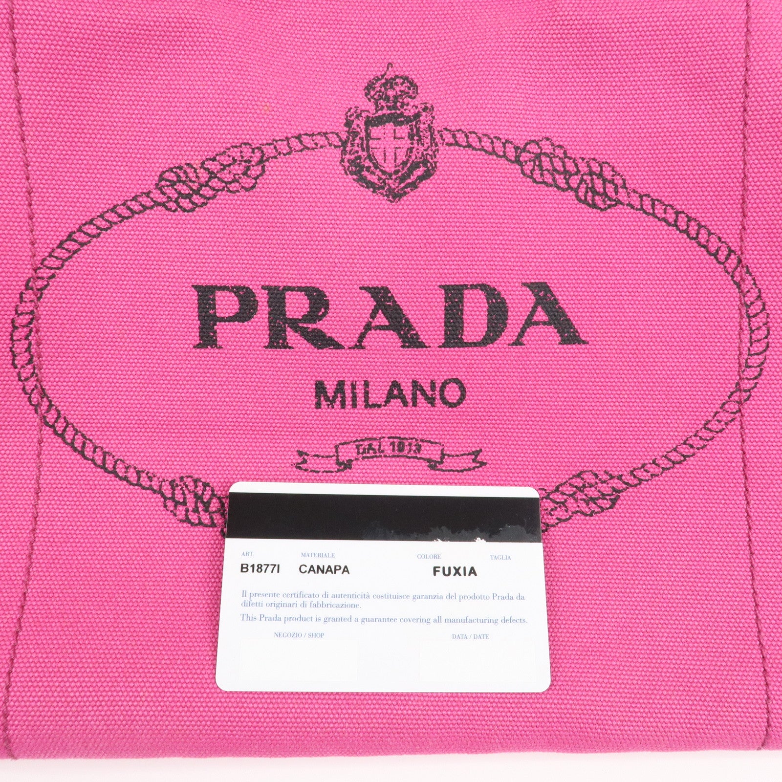 PRADA Canapa Canvas Tote Bag Limited Edition Pink Orange B1877I Used