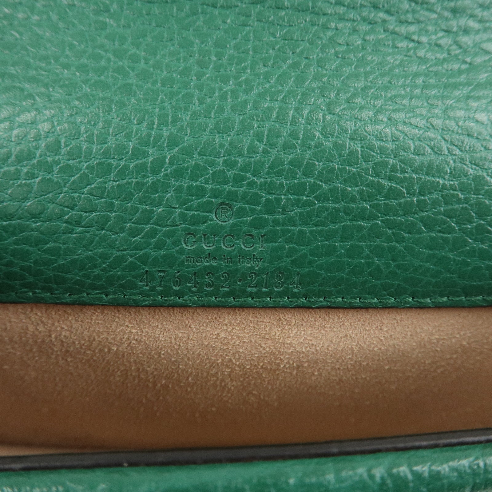 GUCCI Duonissos Leather Chain Shoulder Bag Green 476432