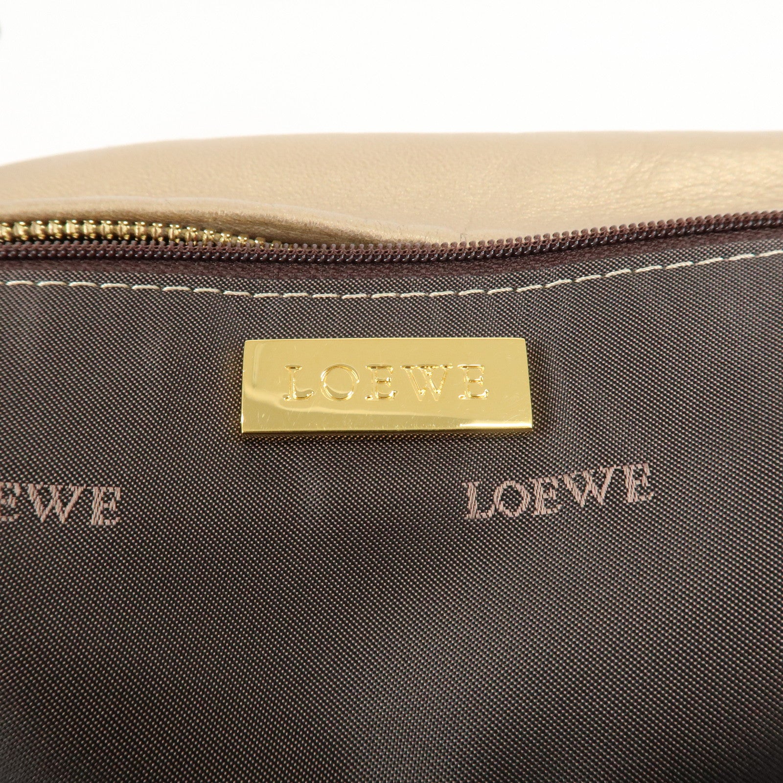 LOEWE Anagram Nappa Leather Amazona 28 Hand Bag Gold Used