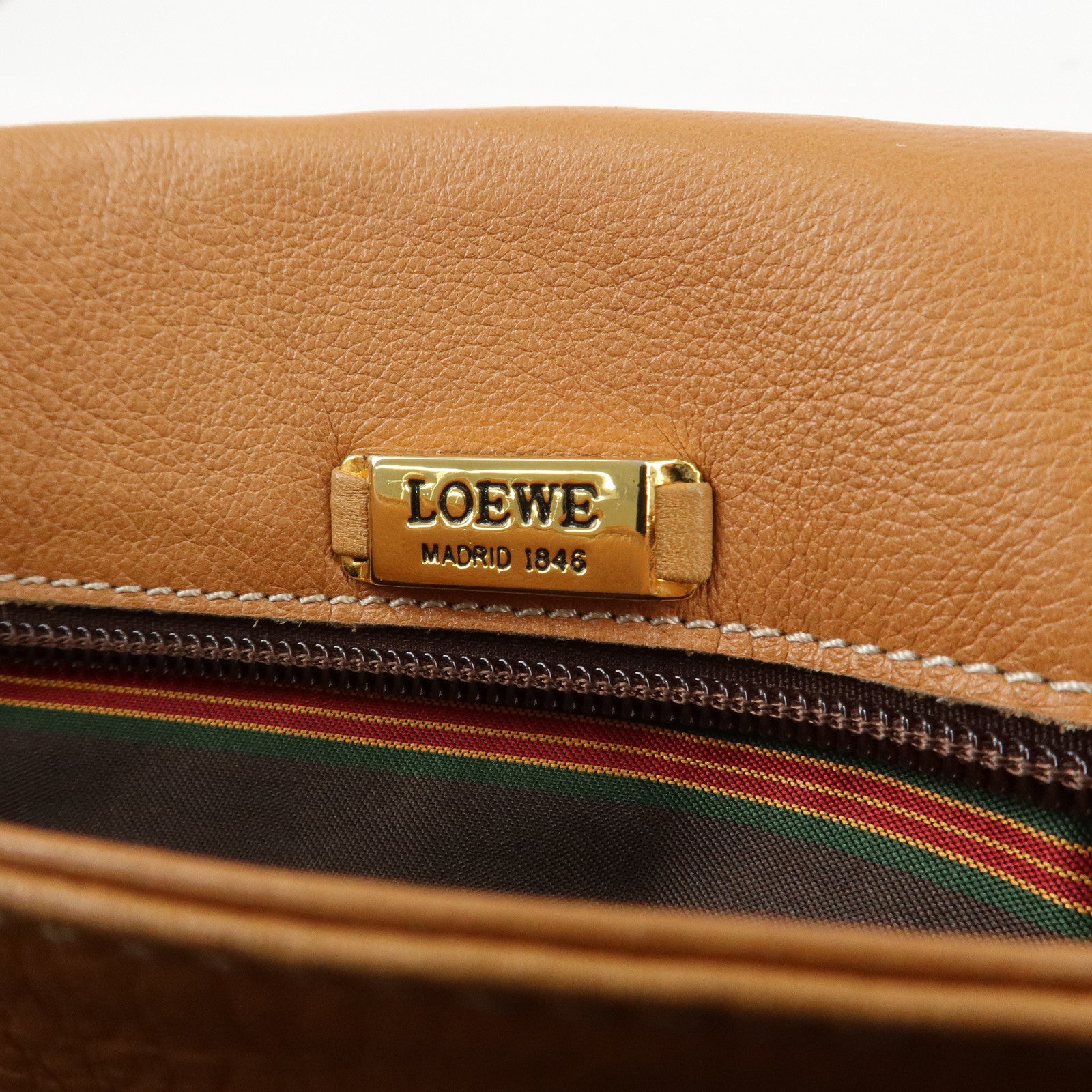 LOEWE Anagram Leather Shoulder Bag  Crossbody Bag Brown Used