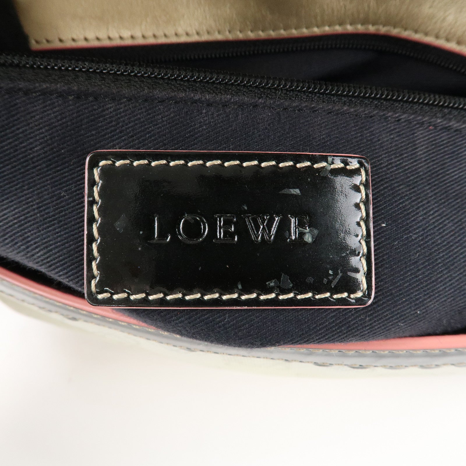 LOEWE Anagram Canavs Patent Leather Ribbon Shoulder Bag Used