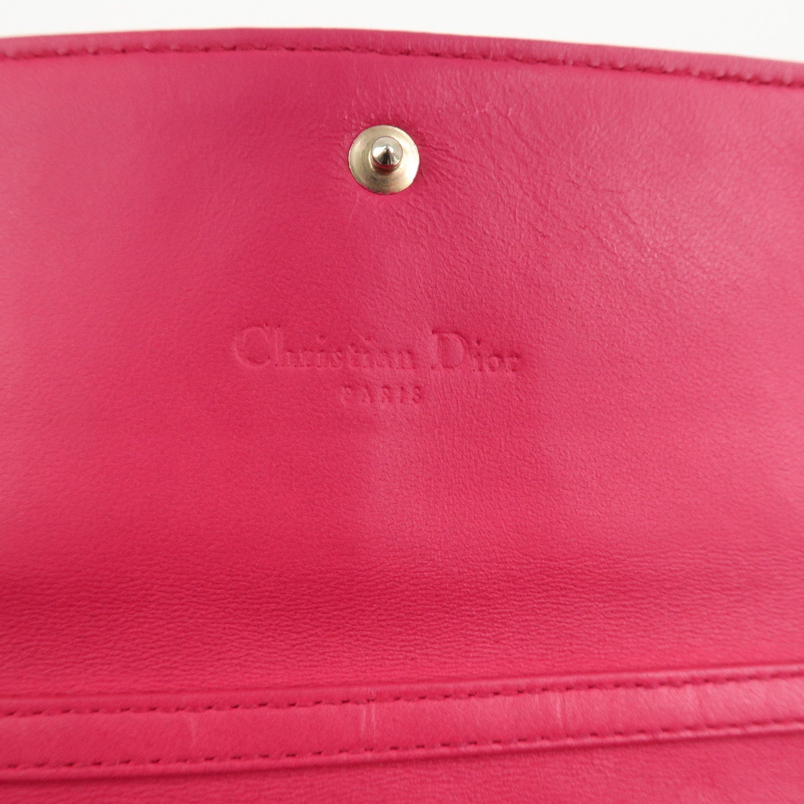 Christian Dior Cannage Leather Chain Long Wallet Pink