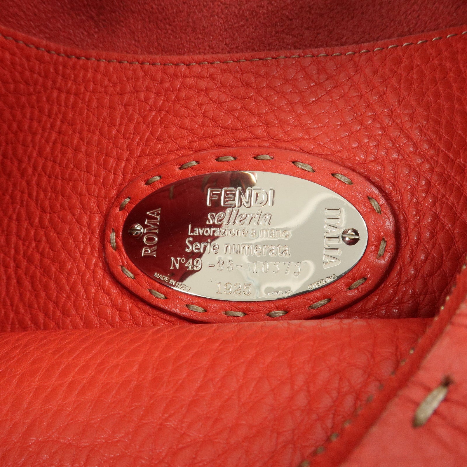 FENDI Selleria Leather Shoulder Bag Red 8BR648