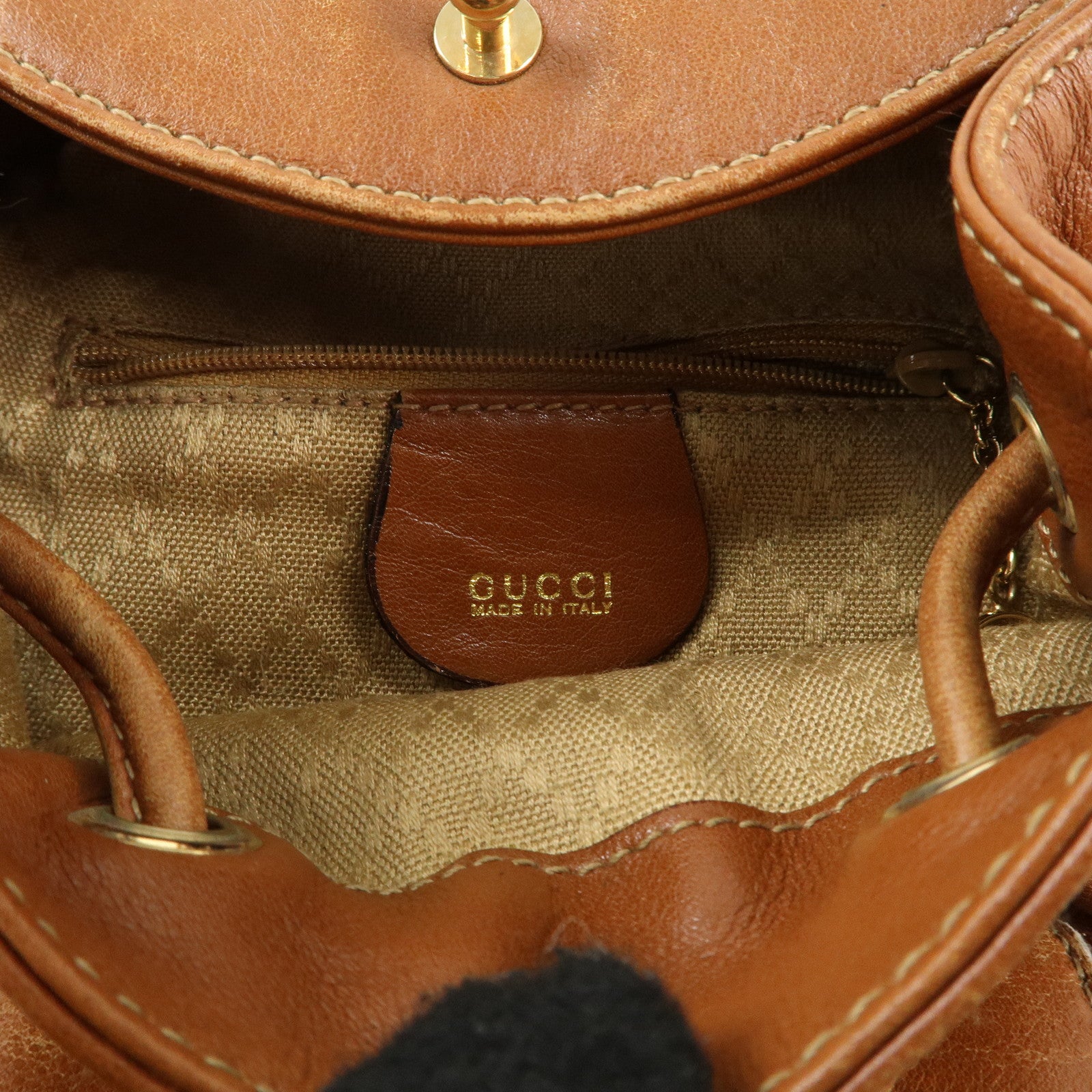 GUCCI Bamboo Leather Ruck Sack Backpack Brown 003.1956.0030