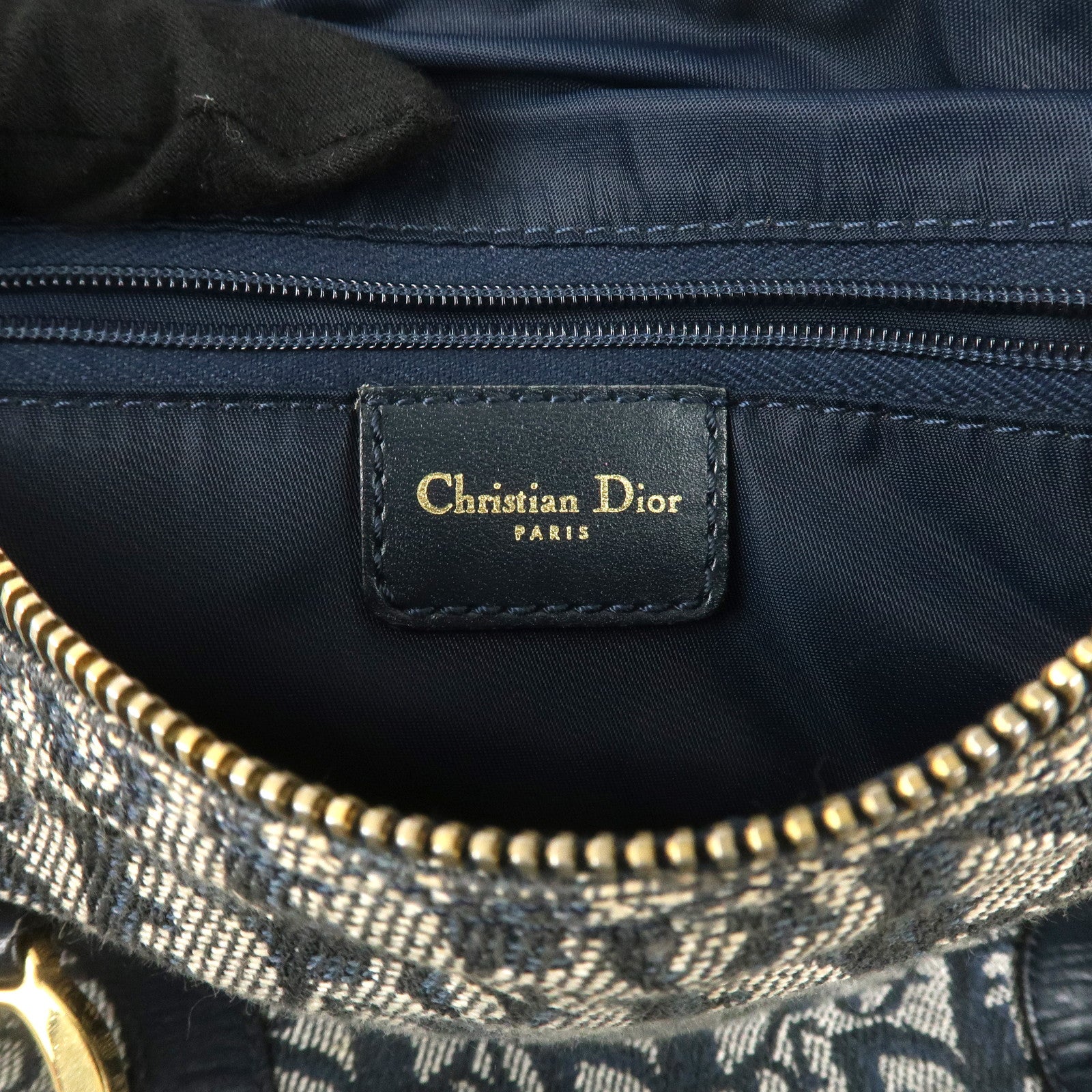 Christian Dior Trotter Canvas Leather Mini Boston Bag Navy