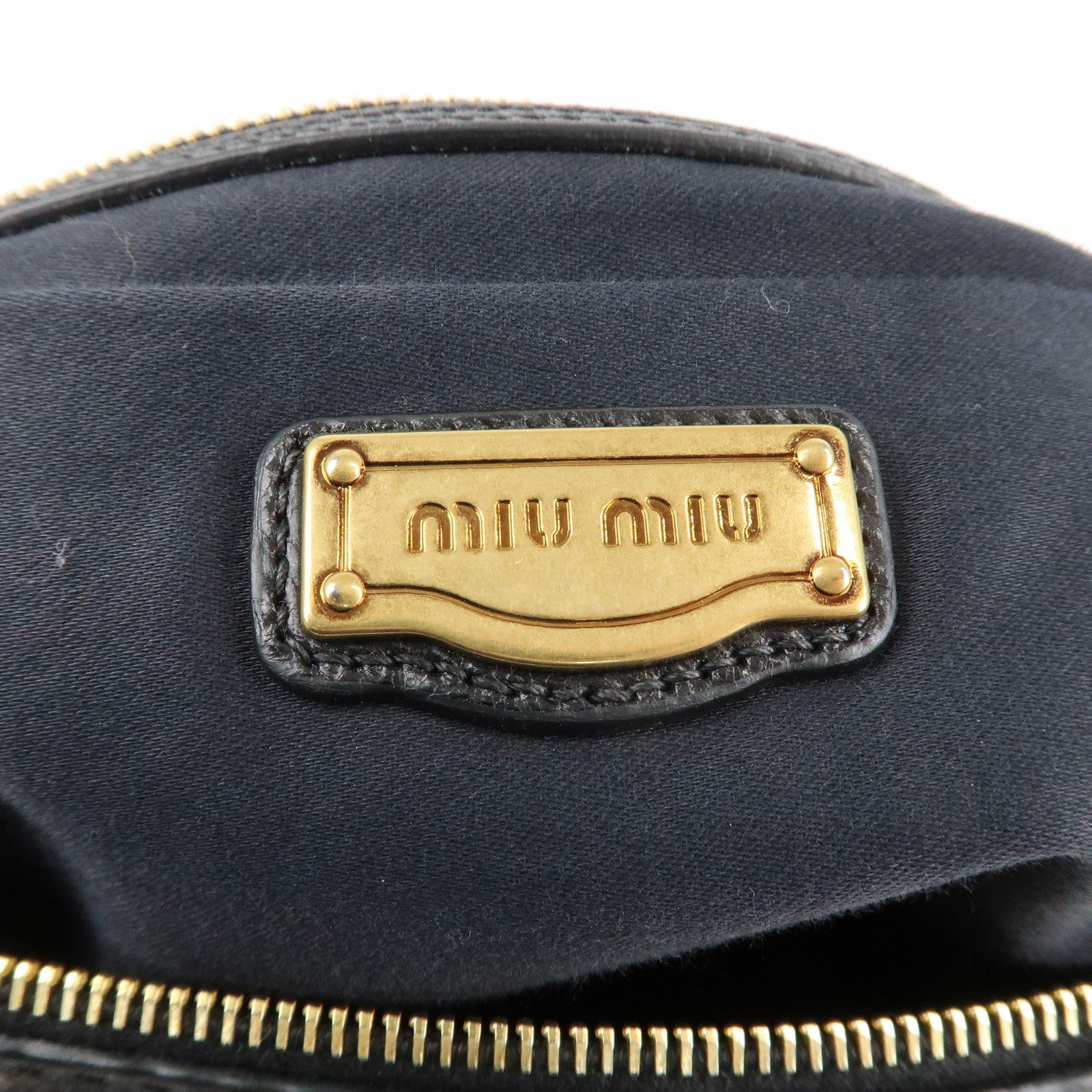 MIU MIU Leather 2 Way Bag Hand Bag Black Used