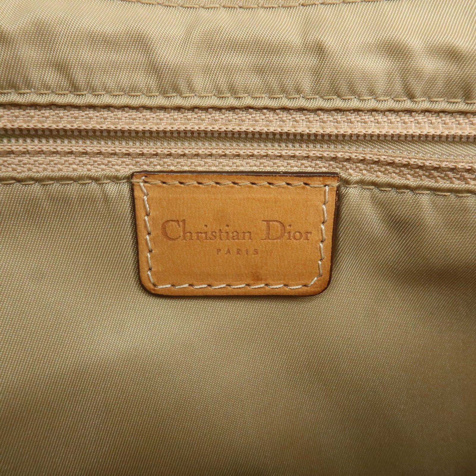 Christian Dior Trotter Canvas Leather Shoulder Bag Light Brown