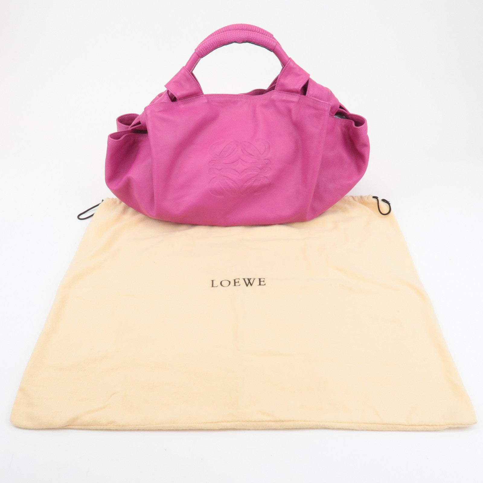 LOEWE Leather Nappa Aire Hand Bag Tote Bag Magenta Pink