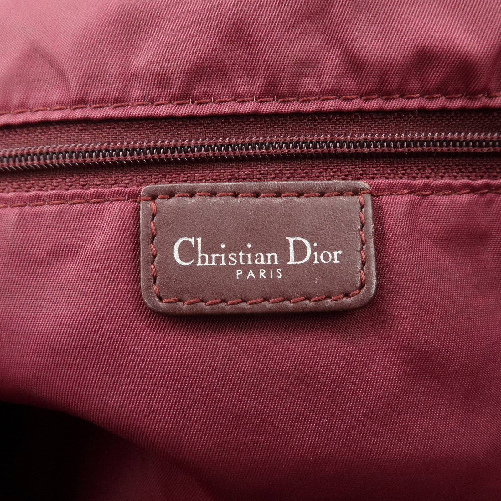 Christian Dior Trotter Canvas Leather Shoulder Bag Bordeaux Used