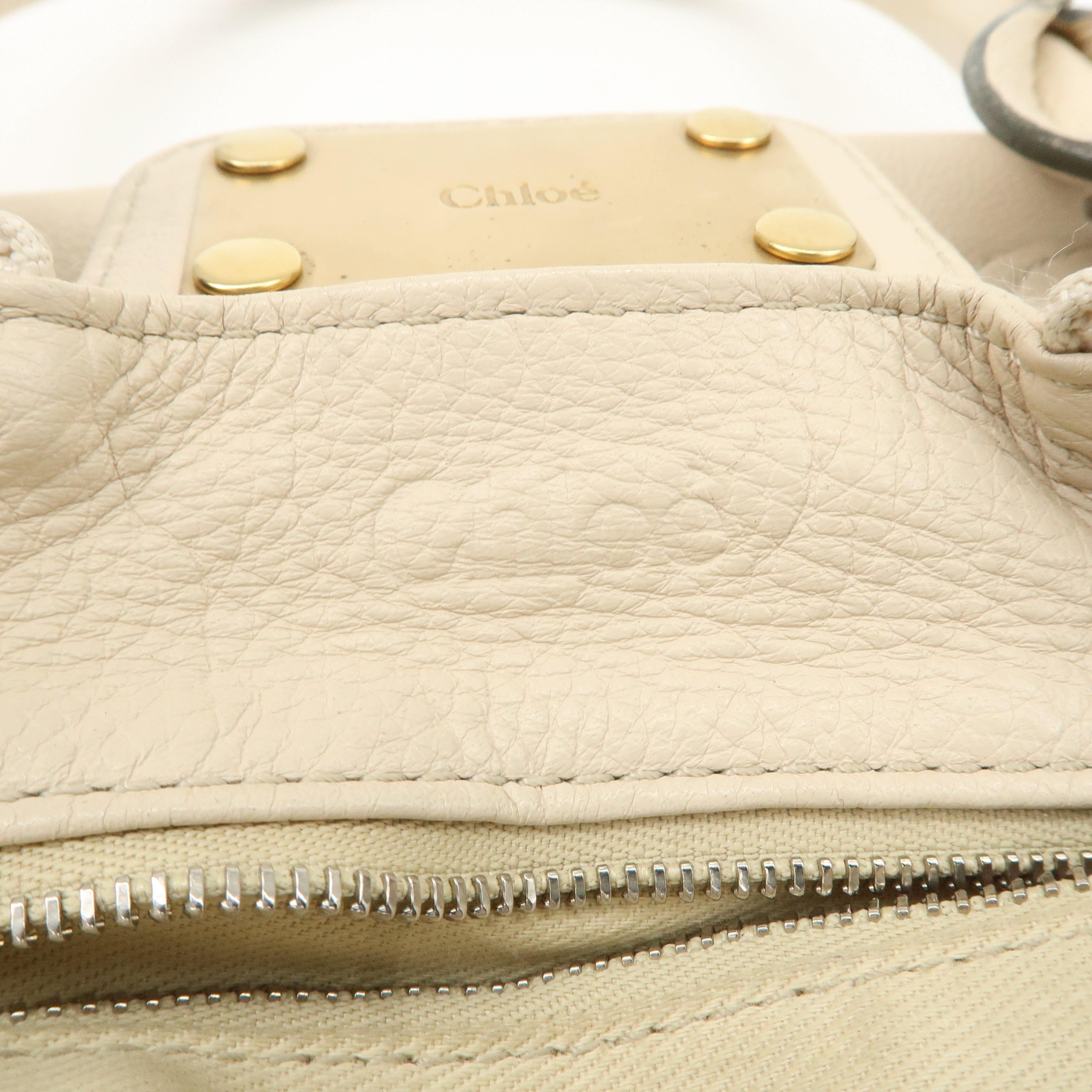 Chloe Paddington Leather Shoulder Bag Hand Bag Ivory Used