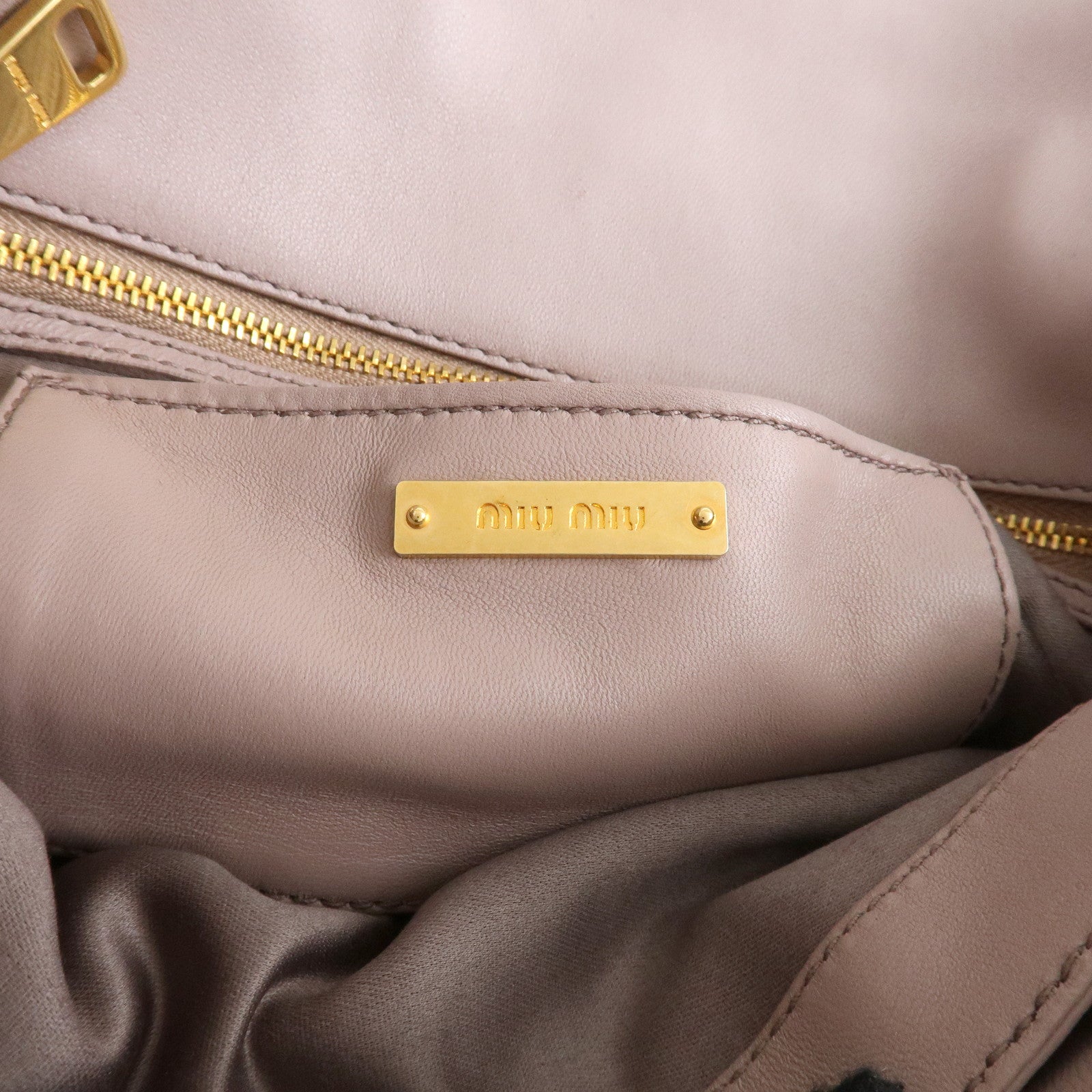 MIU MIU Matelasse Leather Chain Shoulder Bag Pink Beige Used