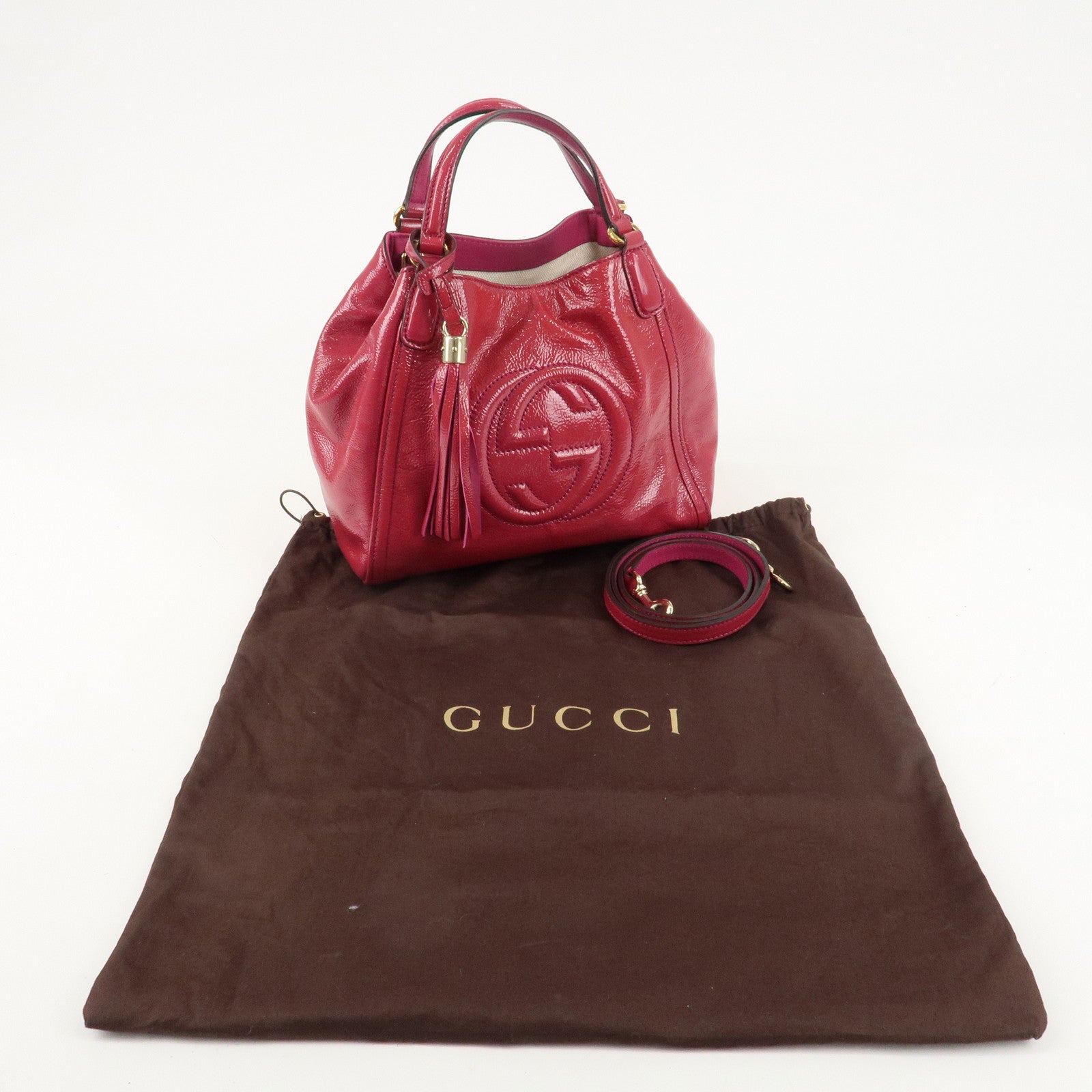 GUCCI SOHO Patent Leather 2Way Bag Shoulder Bag Pink 336751 Used