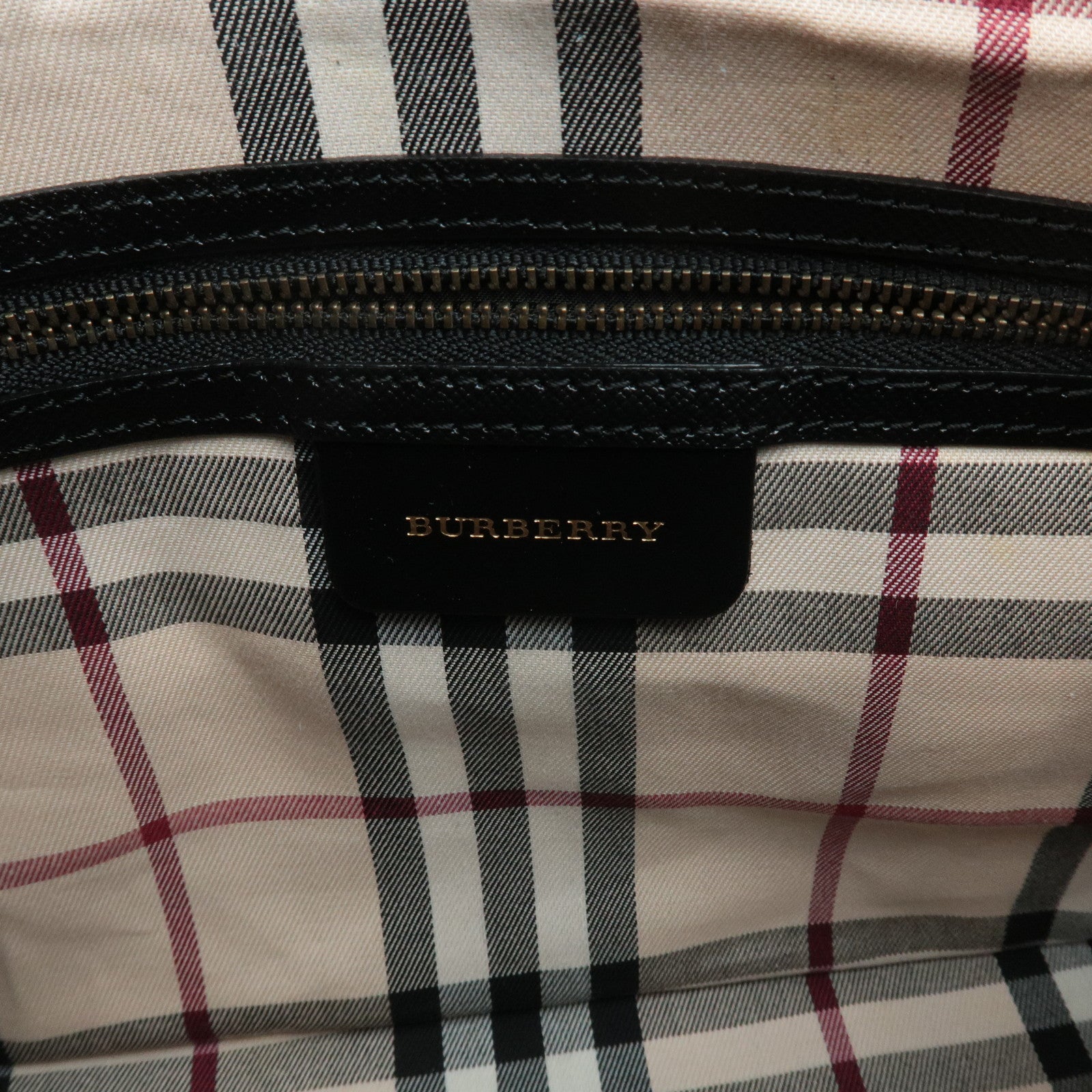 BURBERRY Leather Shoulder Bag Hand Bag Black Gold Hardware