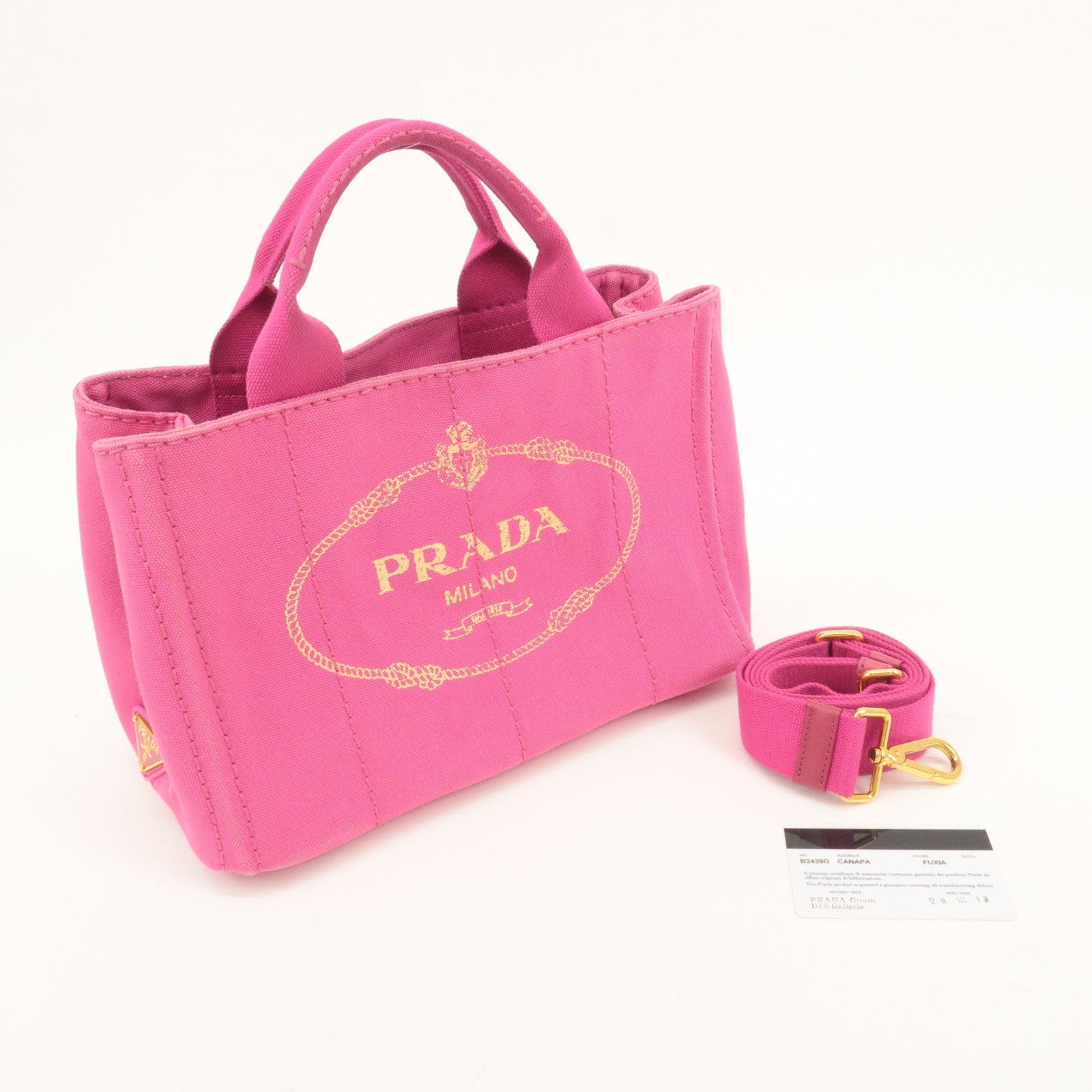 PRADA Canapa Mini Canvas 2Way Hand Shoulder Bag Pink B2439G