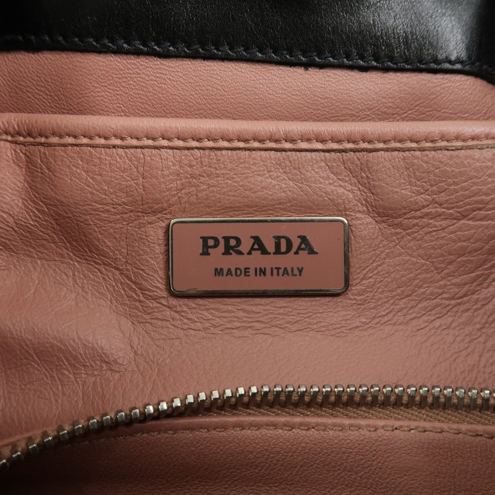 PRADA Leather Tote Bag Shoulder Bag Black BR3616 Used