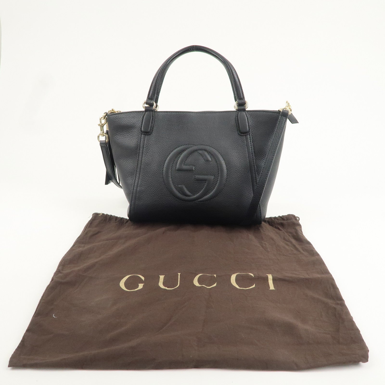 GUCCI SOHO Leather 2Way Tote Bag Shoulder Bag Black 369176