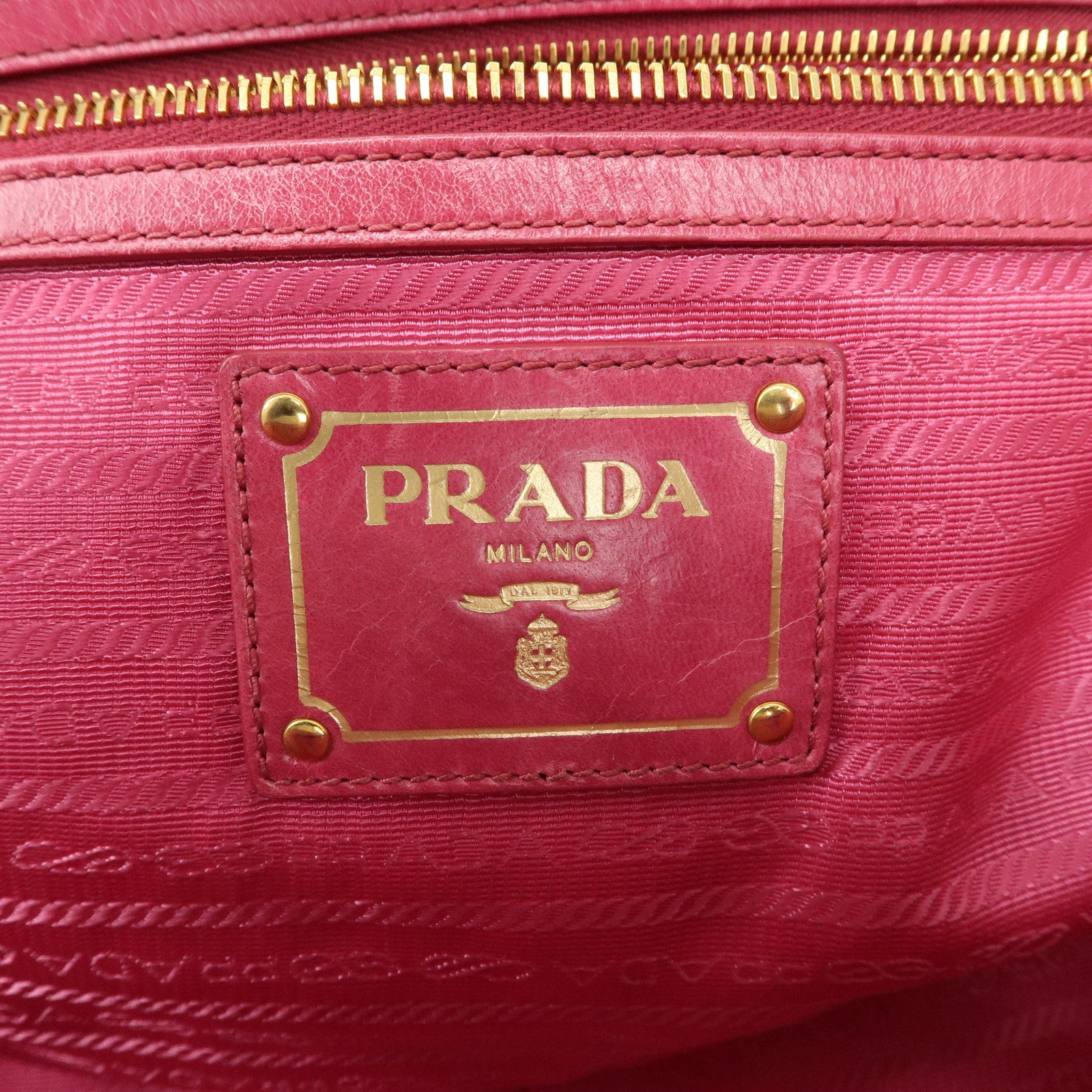 PRADA Logo Leather 2 Way Hand Bag Tote Bag Pink