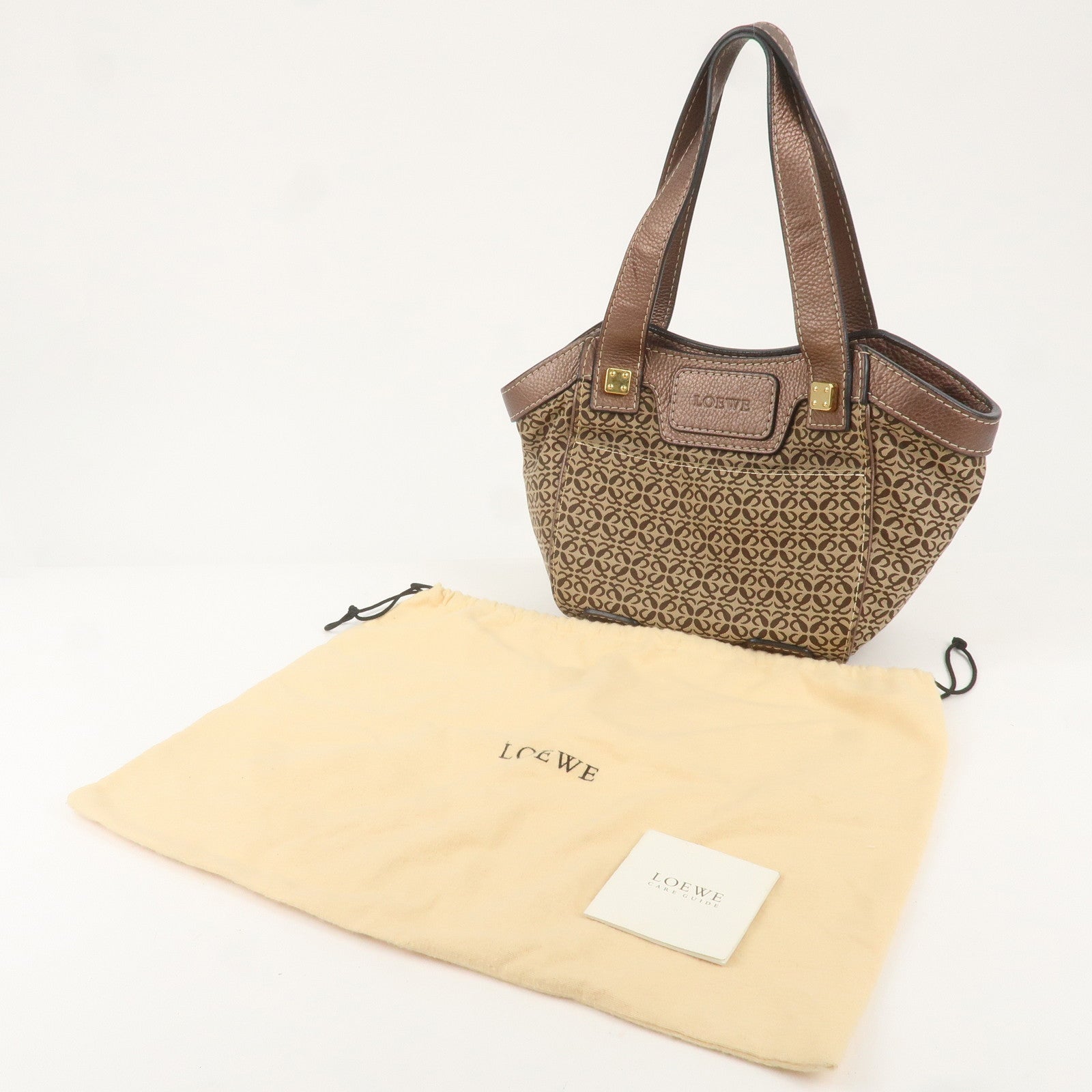 LOEWE New Road Canvas Leather Anagram Tote Bag Hand Bag