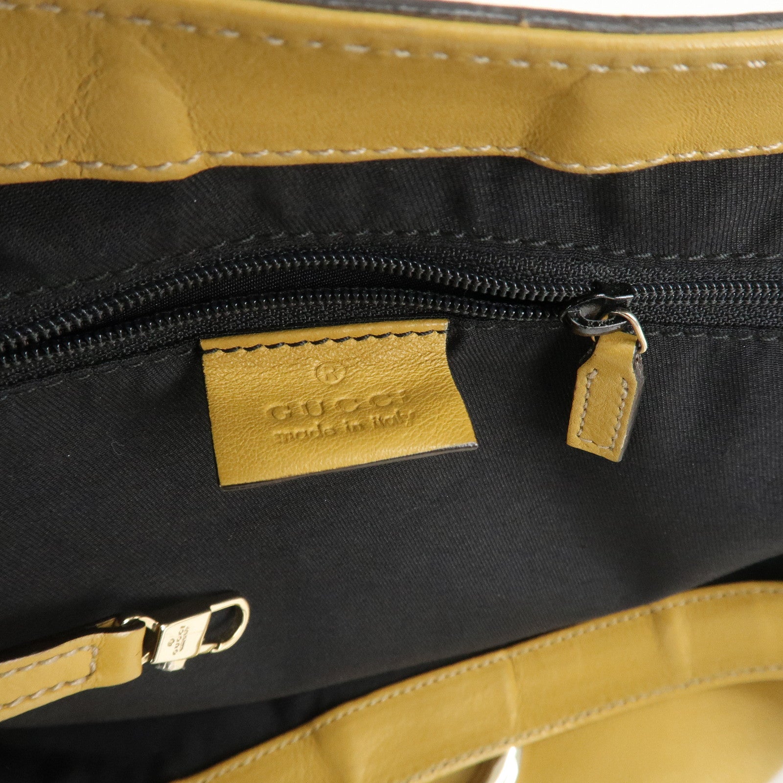 GUCCI Abbey Leather Shoulder Bag Hand Bag Mustard 189835 Used