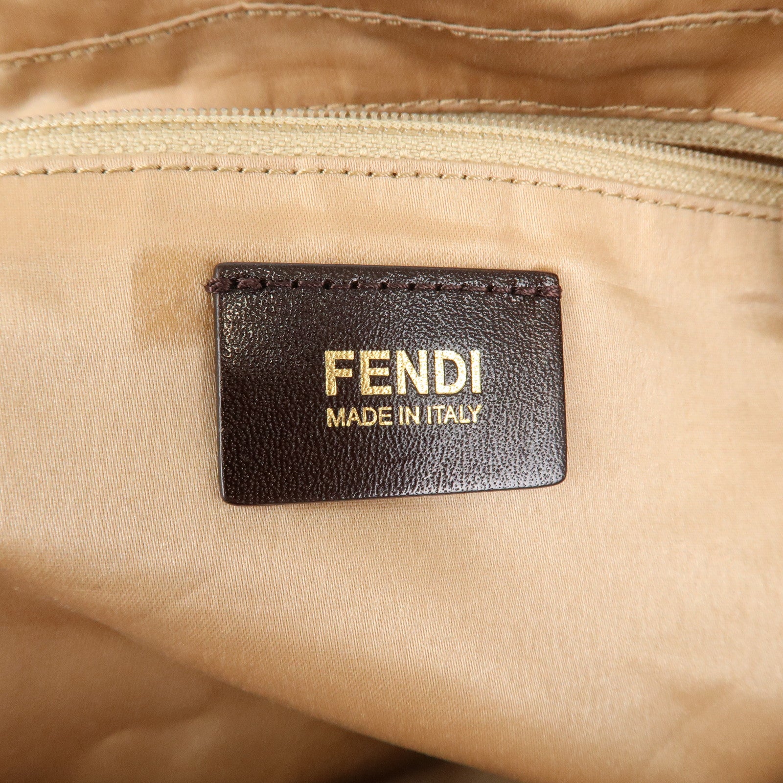 FENDI Mamma Baguette Leather Shoulder Bag Beige 8BR638 Used