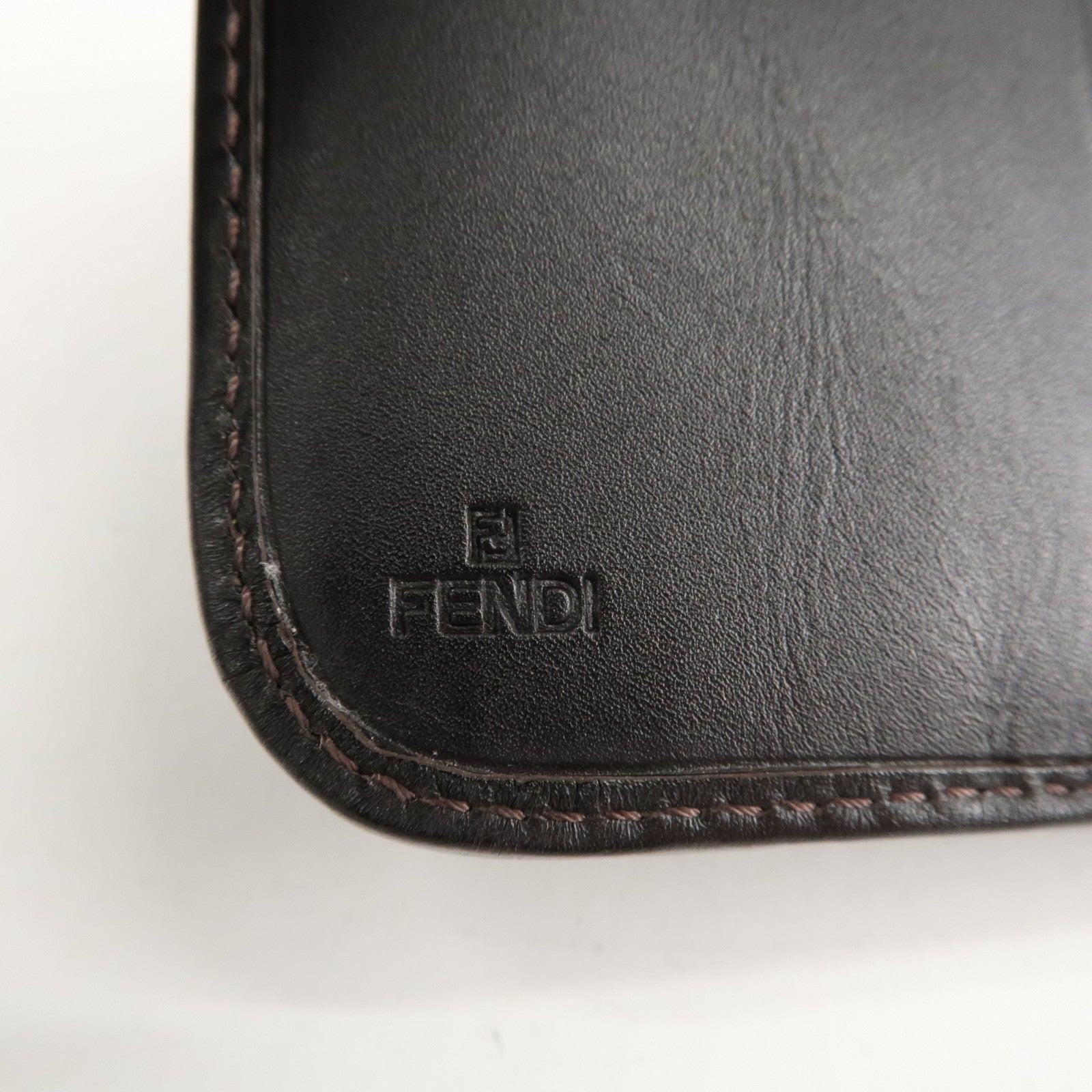 FENDI Zucchino Canvas Leather Zippy Around Bi-fold Wallet Used