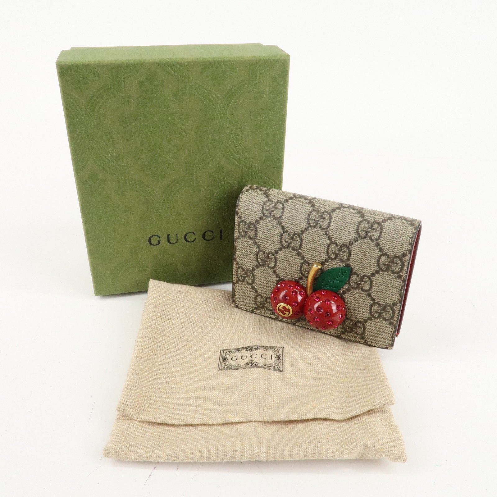 GUCCI Interlocking GG Supreme Plastic Card Case Coin Case Cherry