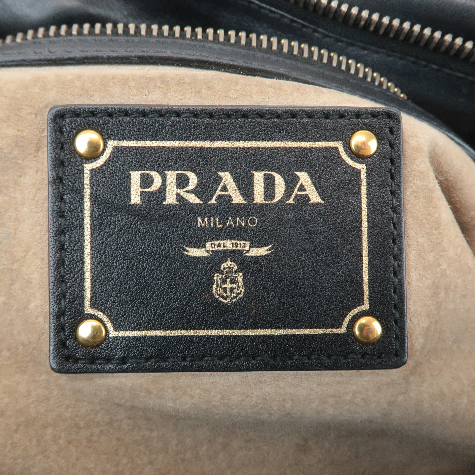 PRADA Logo Leather 2Way Tote Shoulder Bag Black BN1903 Used