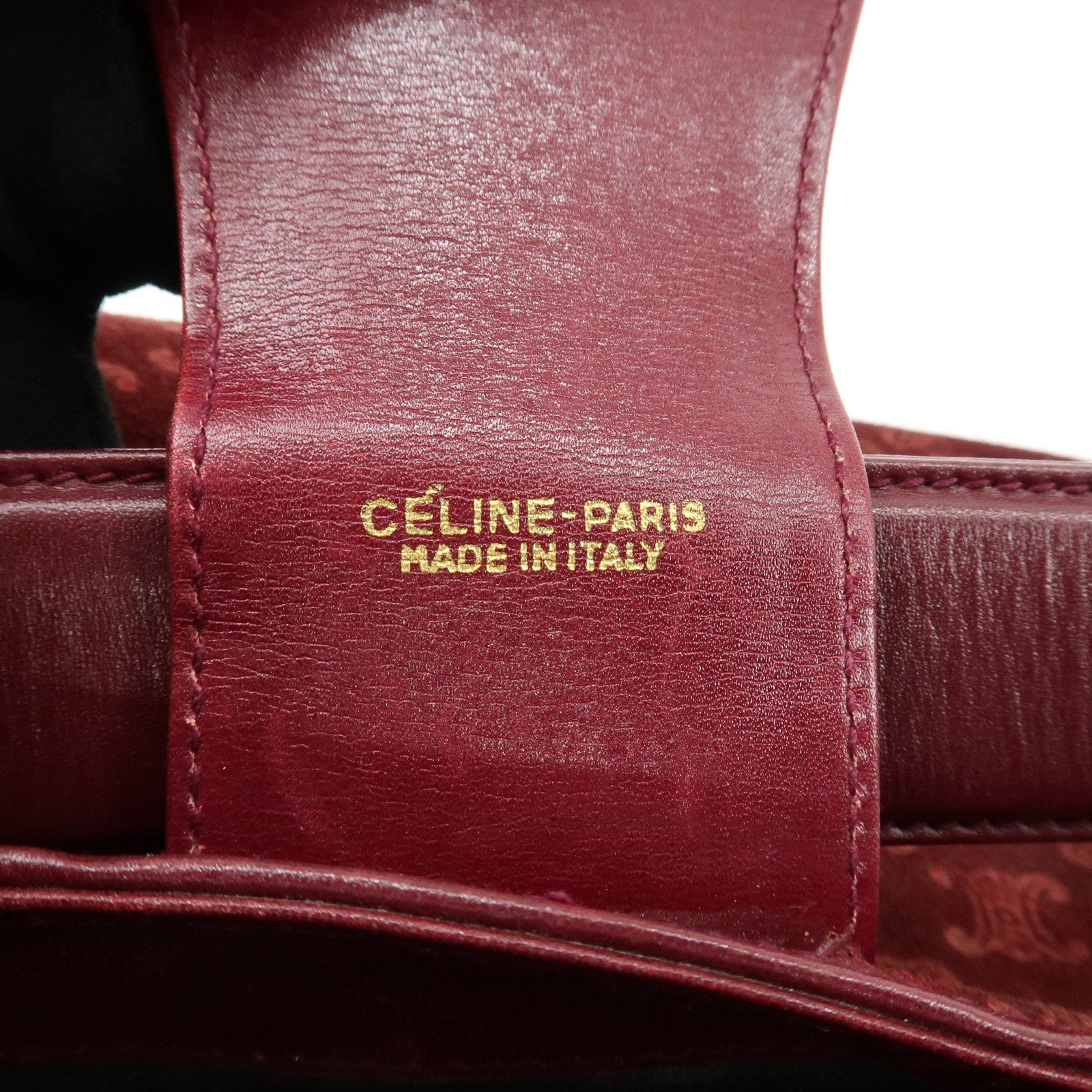 CELINE Macadam Suede Leather One Shoulder Bag Hand Bag Bordeaux Used