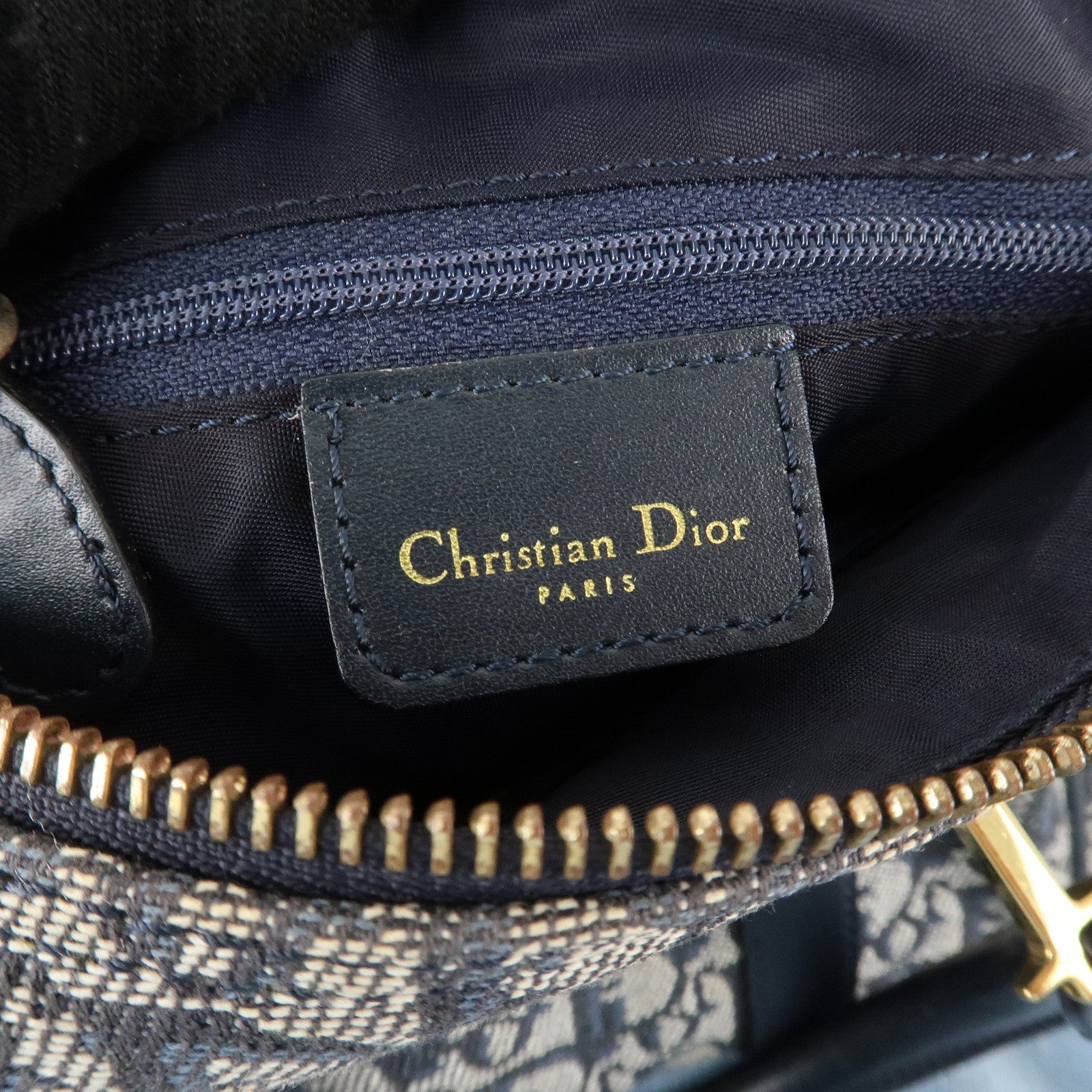 Chiristian Dior Trotter Canvas Leather Mini Boston Bag Navy White Used