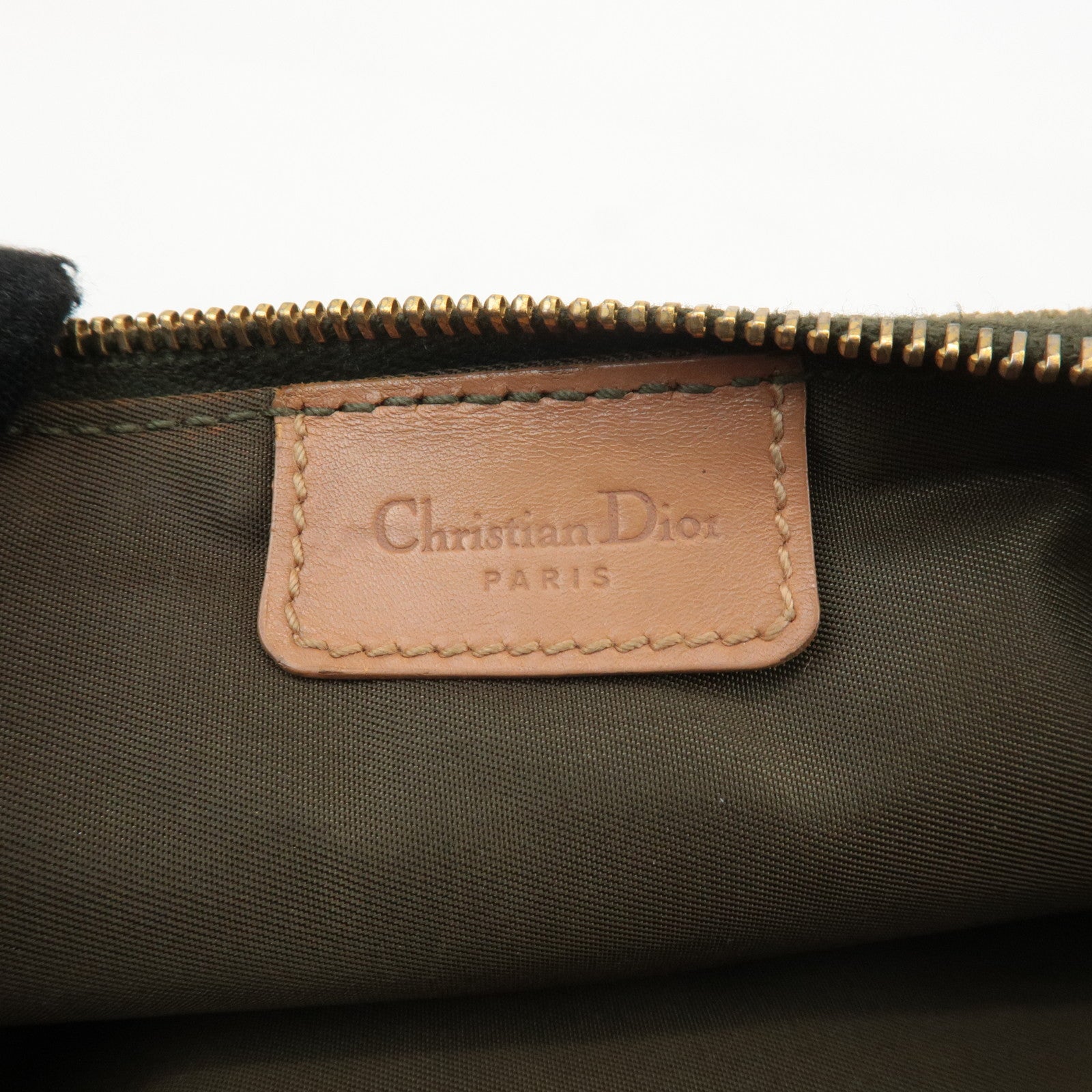 Christian Dior Trotter Canvas Leather Saddle Pouch Green