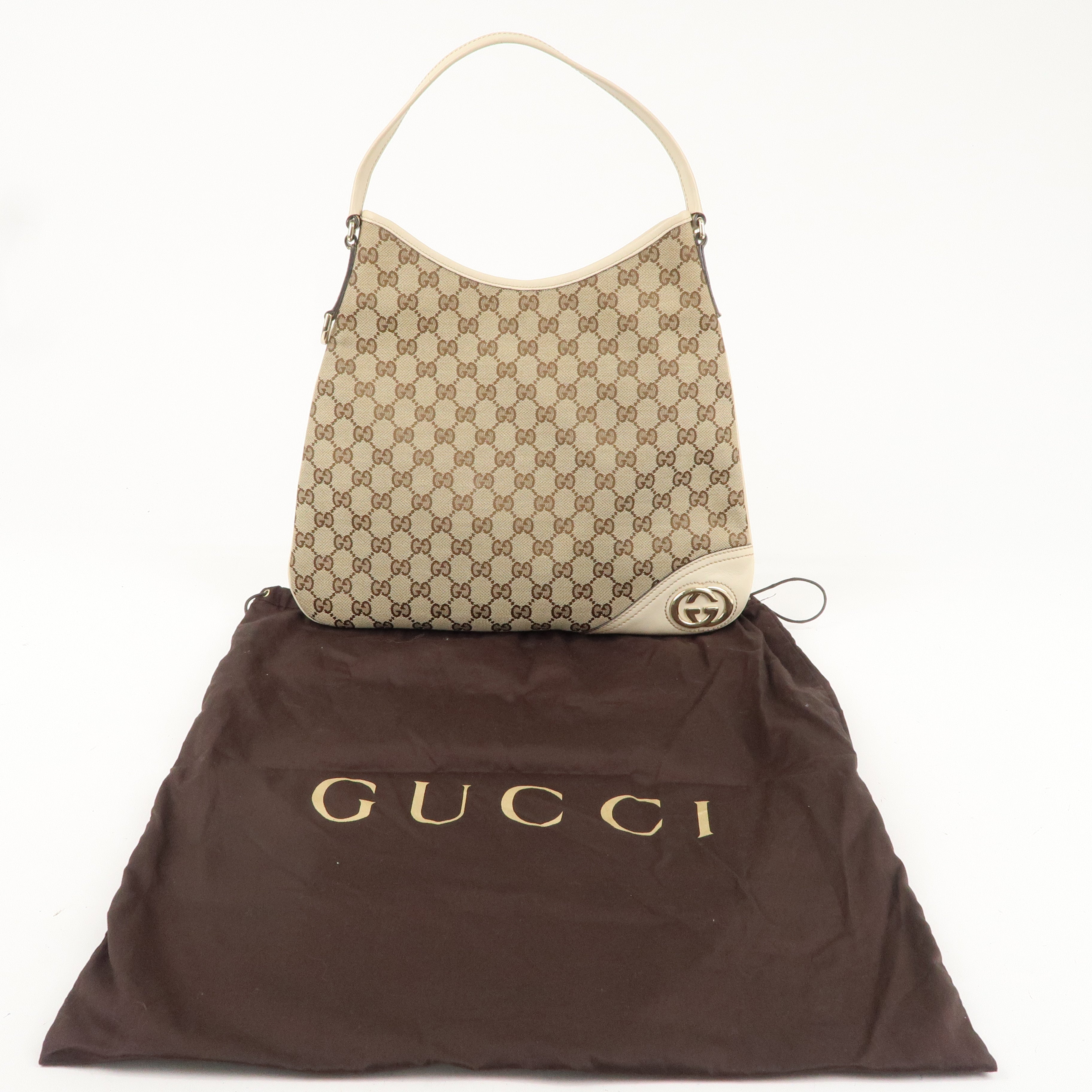 GUCCI Interlocking G Sherry GG Canvas Leather Shoulder Bag 169947