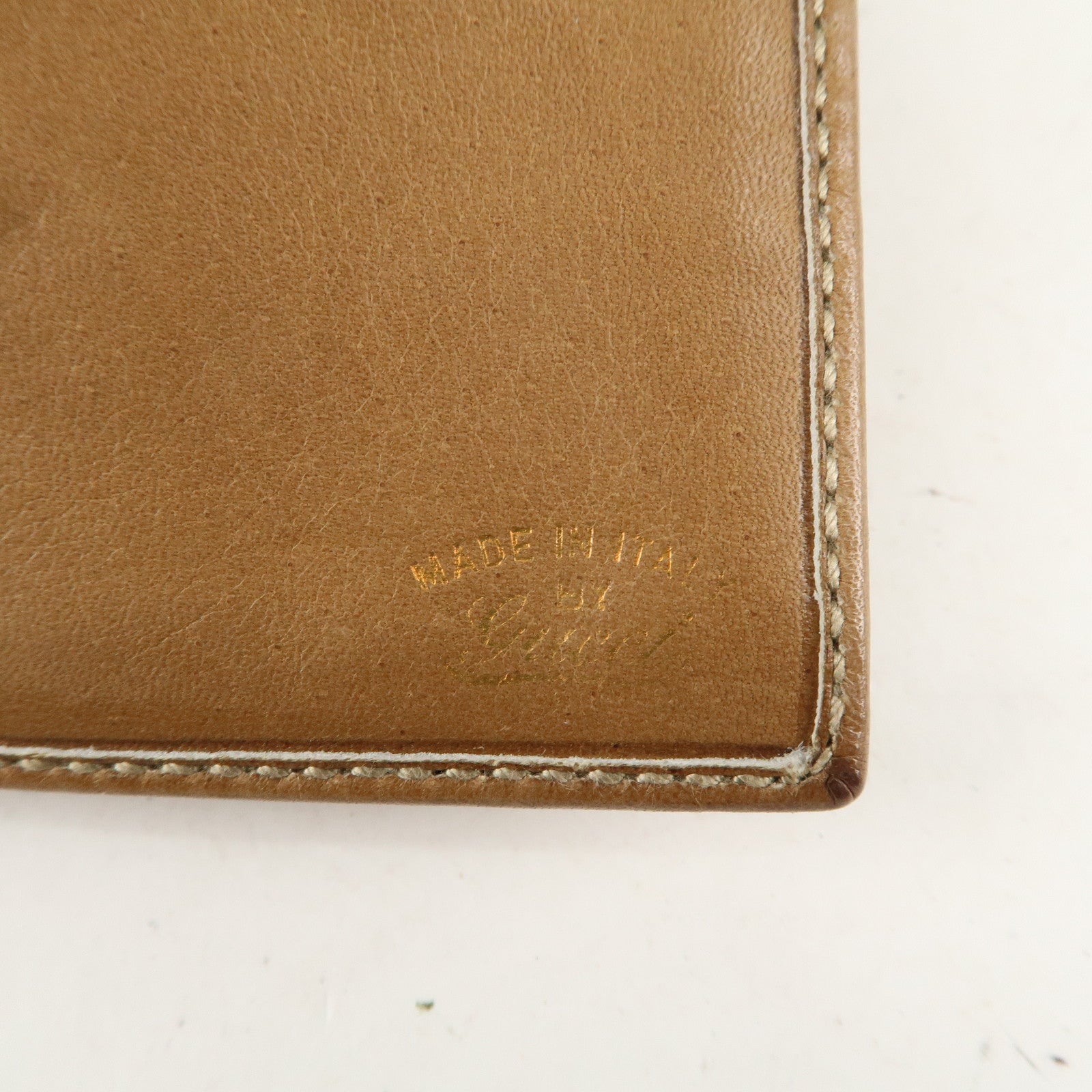 GUCCI Old Gucci Sherry Leather Trifold Wallet Beige