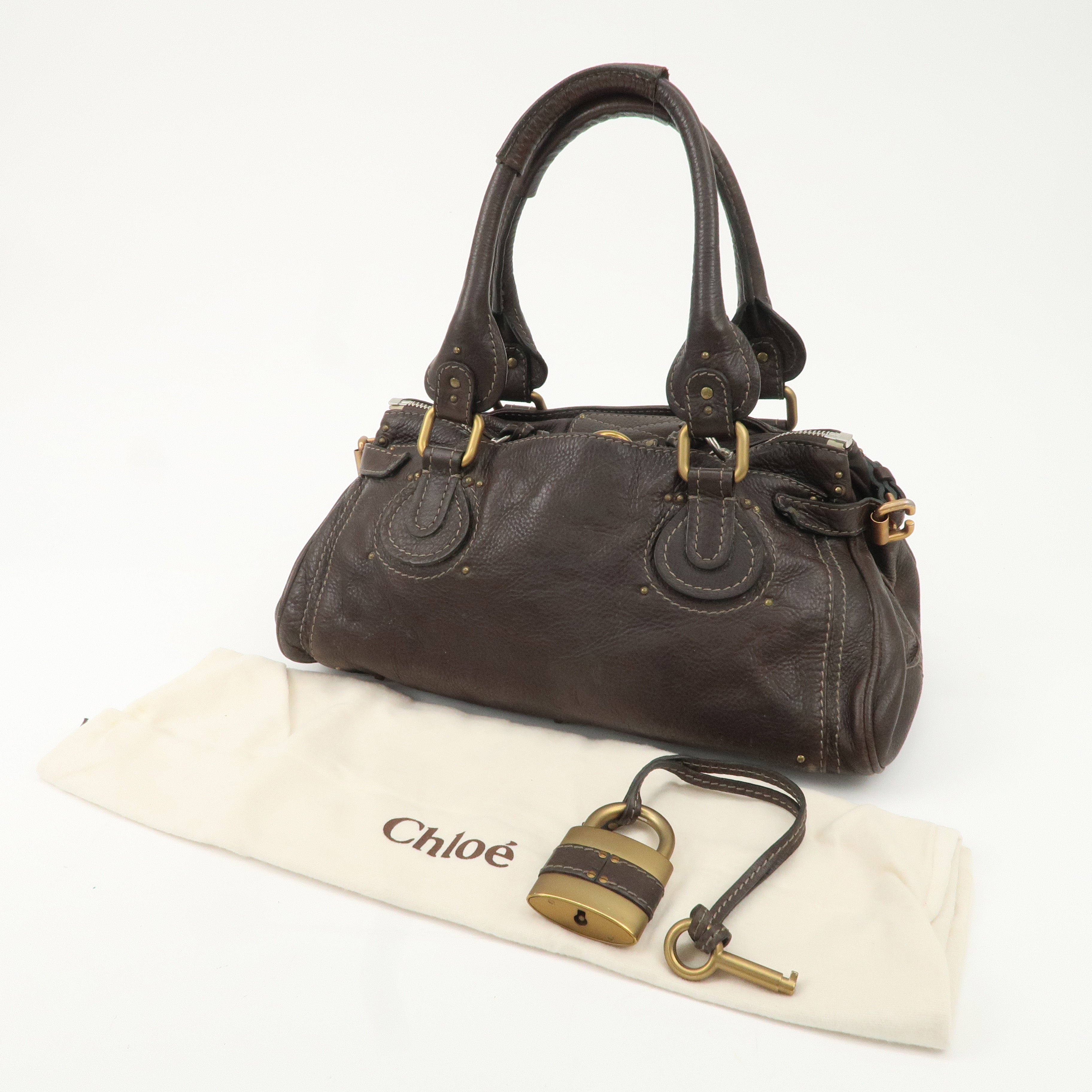 Chloe Paddington Leather Shoulder Bag Hand Bag Dark Brown