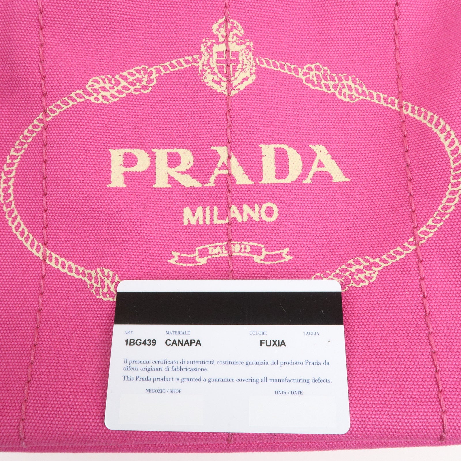 PRADA Canapa Mini Canvas 2Way Bag Hand Bag Pink 1BG439